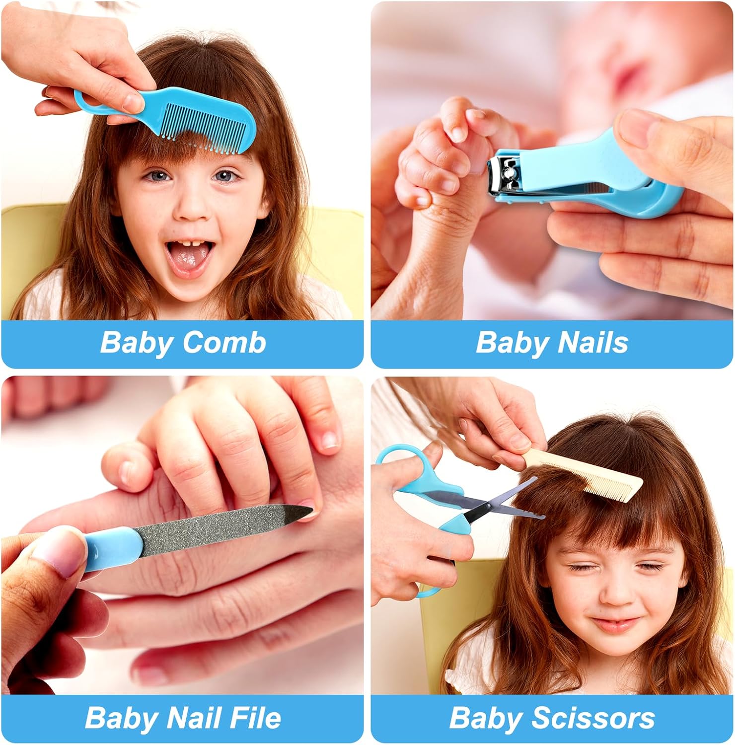 Baby Verzorgingsset voor Veiligheid | Borstel, Kam, Nagelknipper, Neusaspirator Essentiële Verzorgingskit voor Pasgeborenen