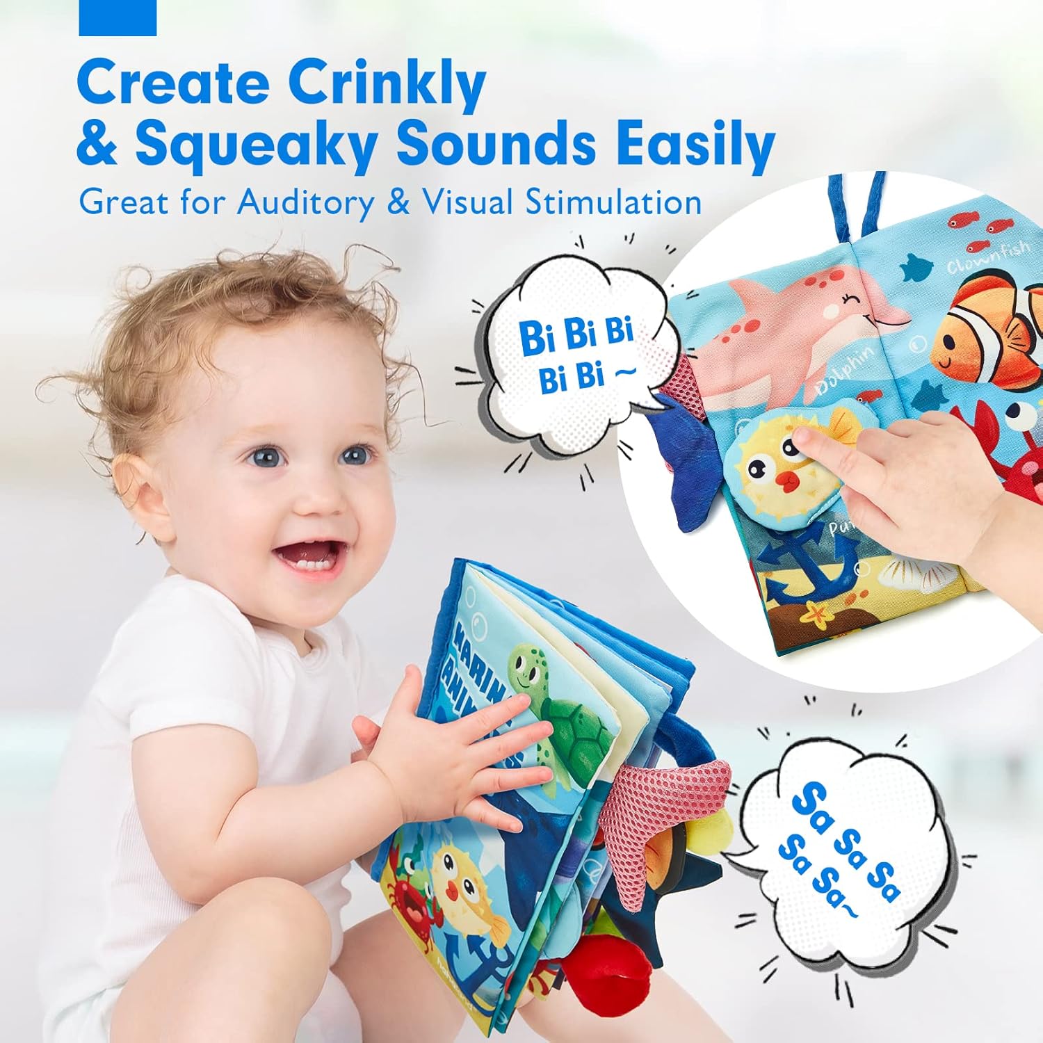 Montessori Voelboek | Hoog Contrast Sensorisch Baby Speelgoed voor 6 tot 12 Maanden Babyboekjes 0-3+ Jaar