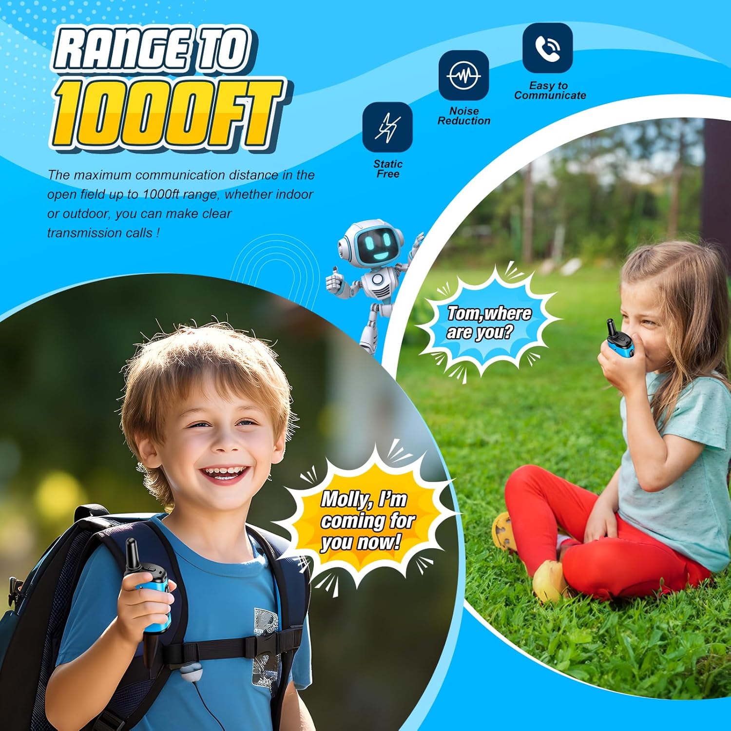 Mini Robot Walkie Talkies | 2-Pack | Cadeau voor Jongens 3–8 Jaar | Binnen & Buiten
