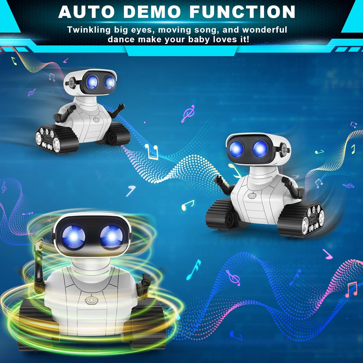 RC robot speelgoed | Oplaadbare dansende emo robot met muziek & LED ogen