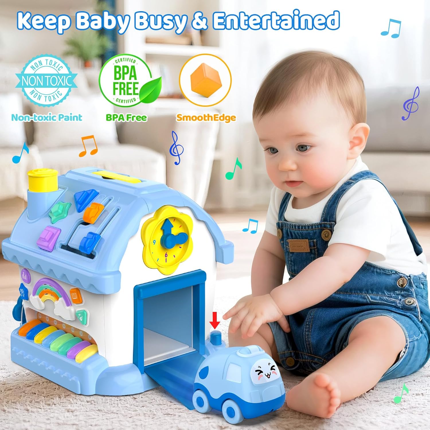 Montessori muzikaal huis | 12-in-1 leerspeelgoed voor baby’s 6-24 maanden