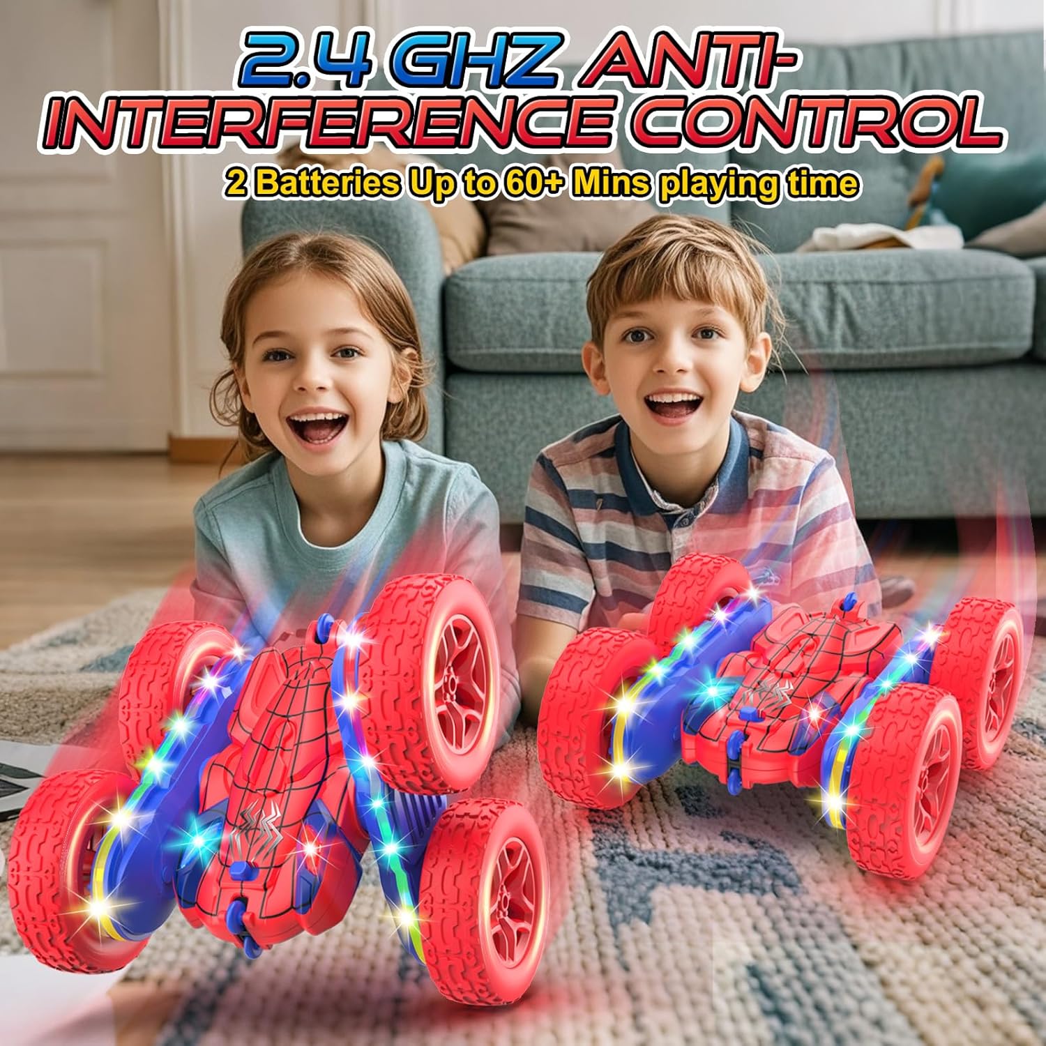 Afstandsbediening auto voor meisjes | 360° stunt RC auto met koplampen & 4WD roze speelgoed