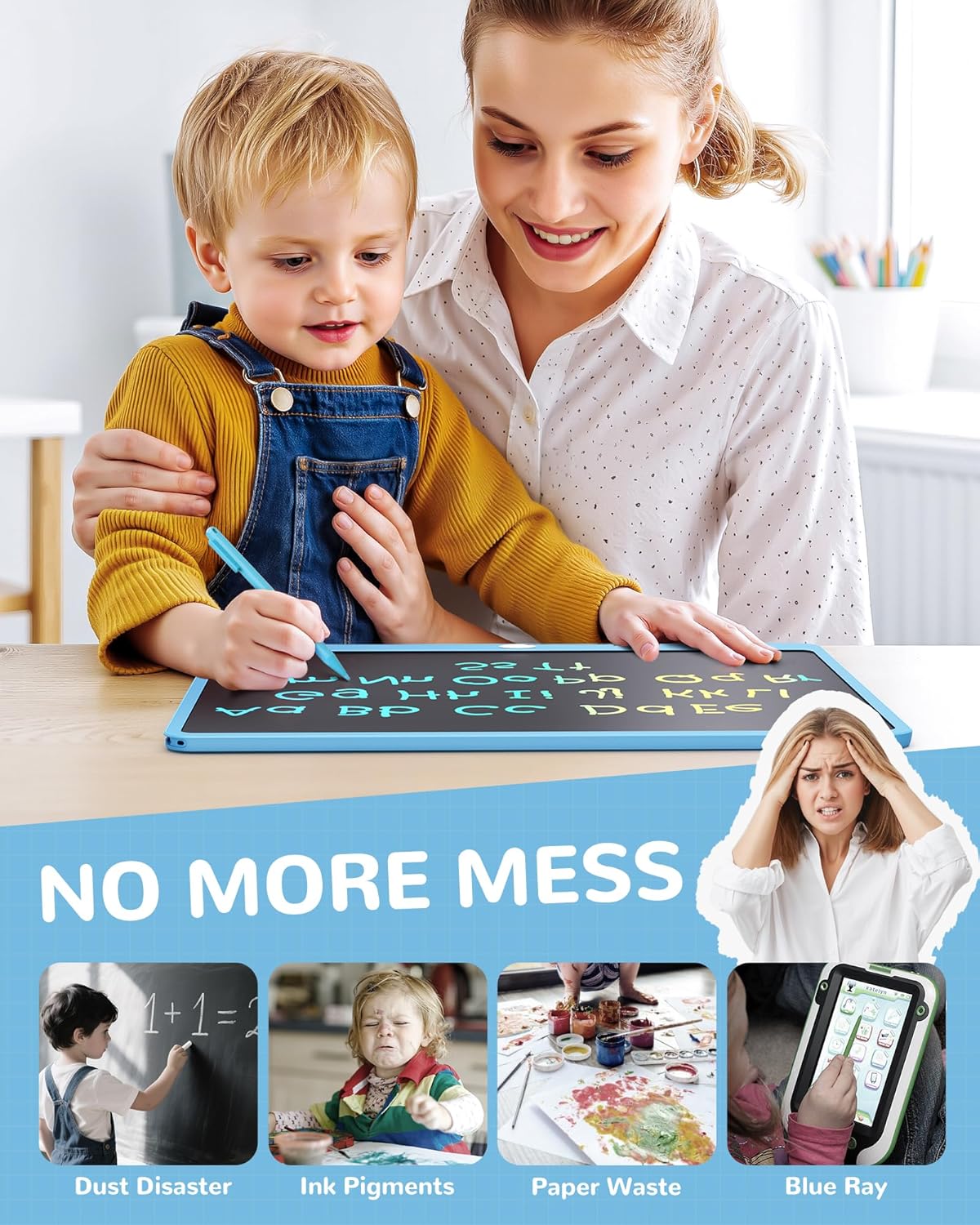 LCD Schrijftablet 10 Inch | Kleurrijk Elektronisch Tekenbord | Herbruikbare & Wisbare Doodle Tablet voor Kinderen