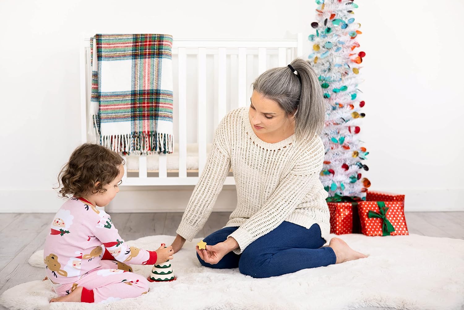 Kerst sneeuwpop stapeltoren | Houten educatief speelgoed