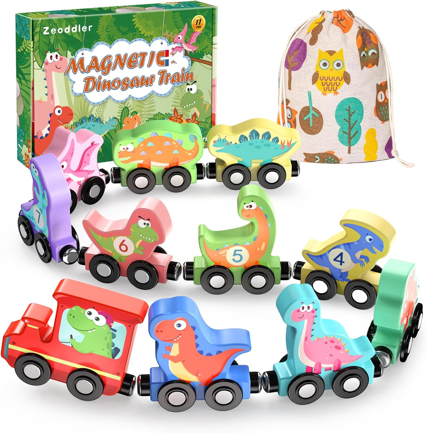 11 Magnetische Houten Dieren Trein Set | Montessori Speelgoed voor Peuters Kleuter Leeractiviteiten voor Kinderen