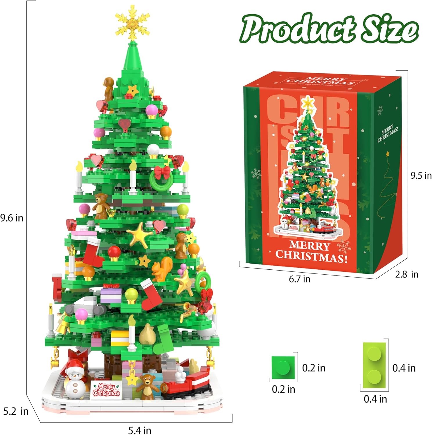 1102 Stuks Mini Bouwblokken | Kerstboom Bouwset voor Kinderen en Volwassenen
