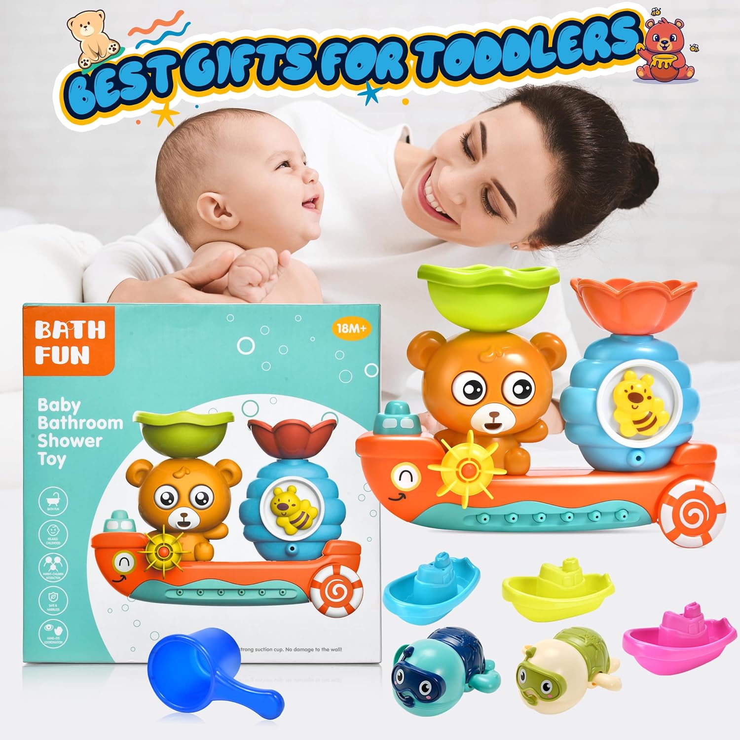 Schattige Dieren Badkuip Speelgoed | Waterbad Speelgoedset voor Peuters 1 2 3 4 Jaar Jongens Meisjes