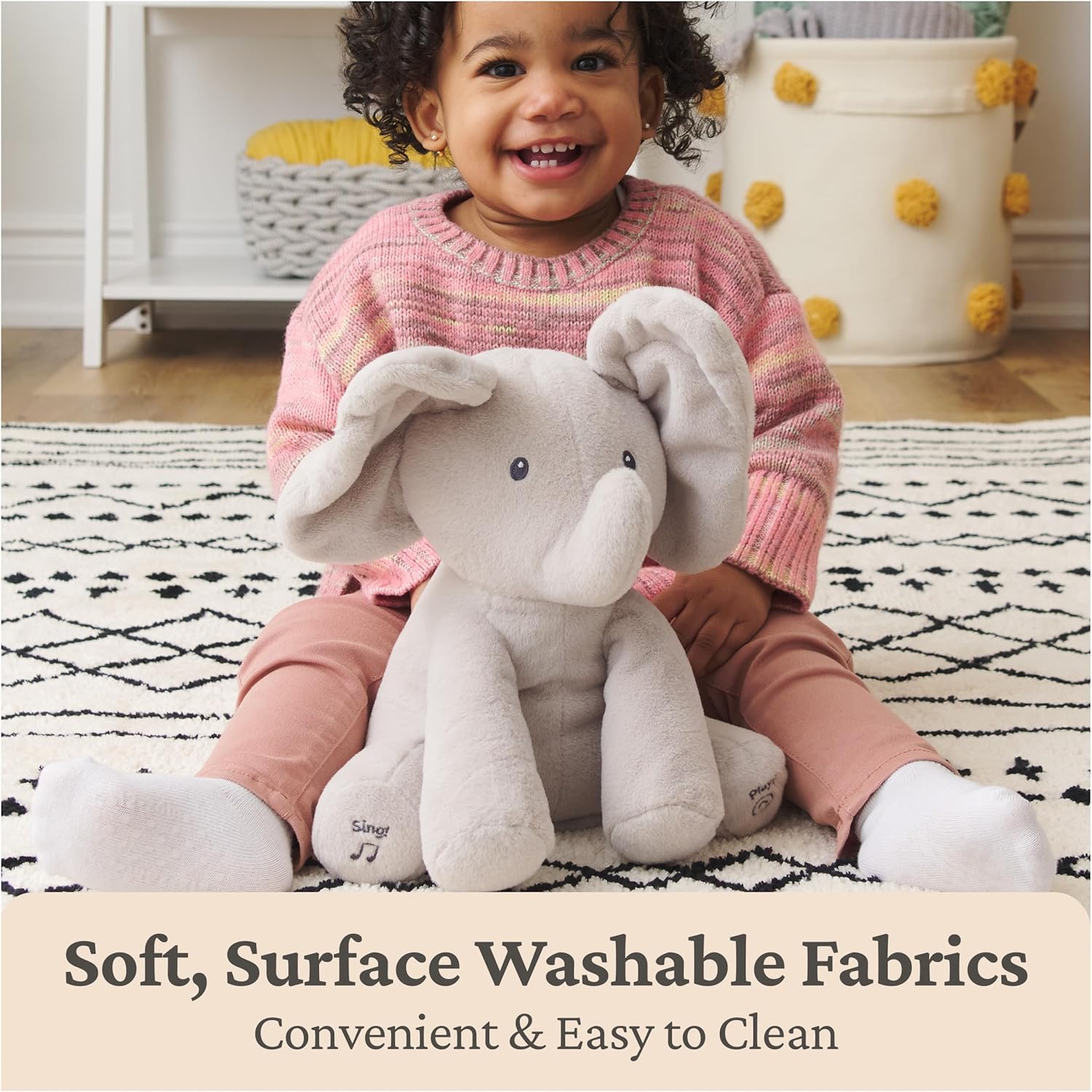 Interactieve Kiekeboe Olifant Knuffel voor Pasgeboren Baby's - Zingend en Flapperend Pluche Speelgoed voor Jongens en Meisjes vanaf 0 Jaar - Bewegend Kraamcadeau