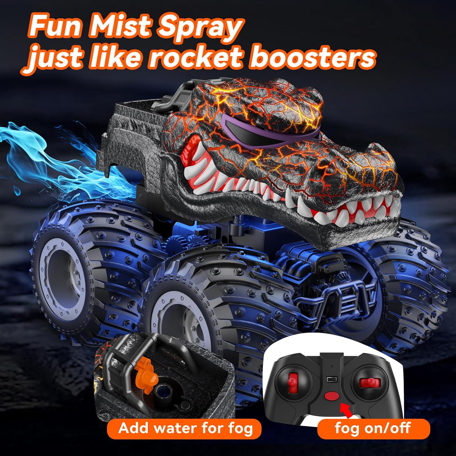 RC Auto Monstertruck 2.4GHz – Speelgoed met Licht & Spray, Cadeau 3-8 jr
