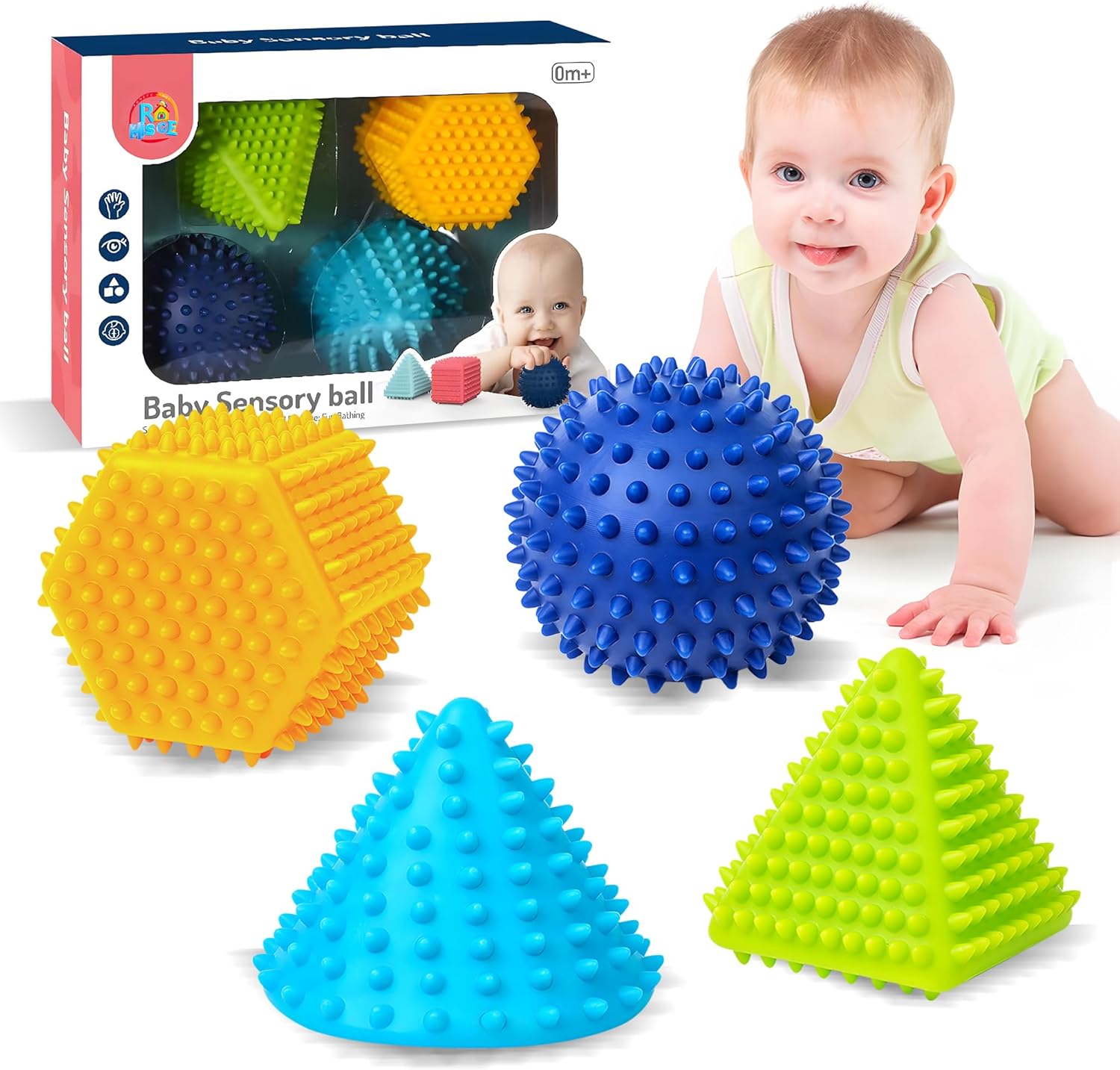 Sensorische Ballen voor Baby’s | Felgekleurde Zachte Textuurbal Set Montessori Speelgoed voor Baby’s van 6-12 Maanden