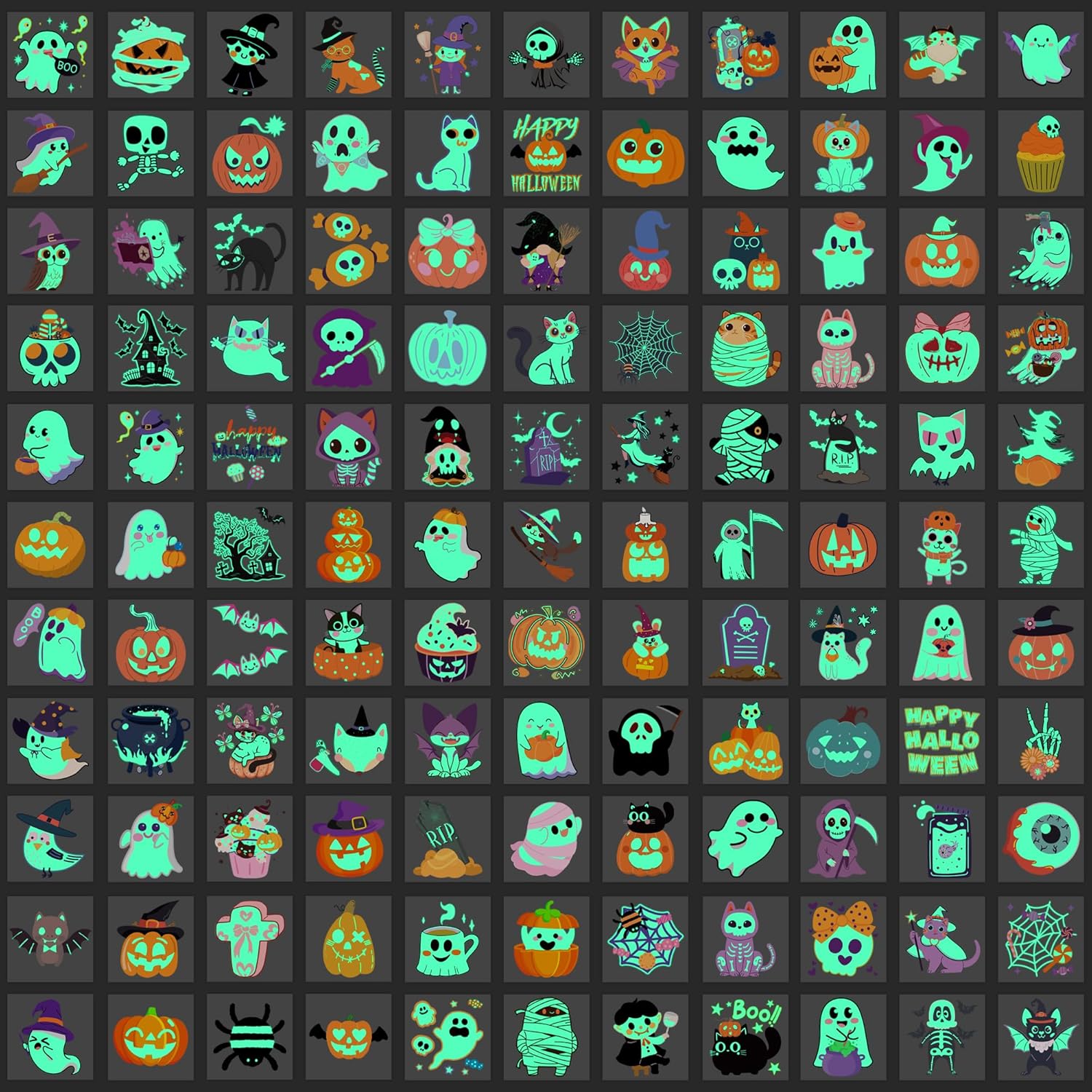 216 stuks Halloween tattoos kinderen | Glow in the dark tijdelijke tattoos