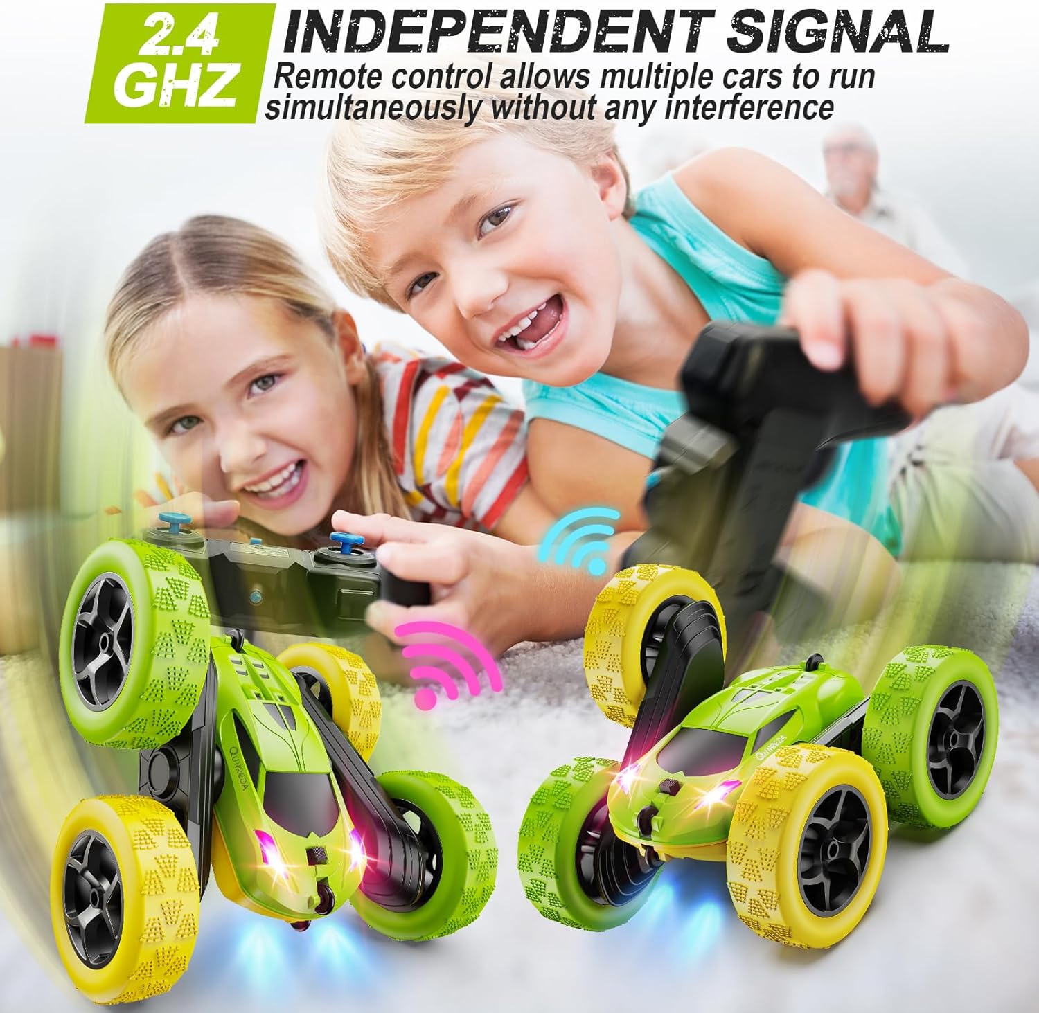 4WD Bestuurbare Stuntauto voor Kinderen van 6-12 Jaar - Oplaadbare RC Auto met 2 Modulaire Accu's en Licht - Speelgoed voor Jongens en Meisjes