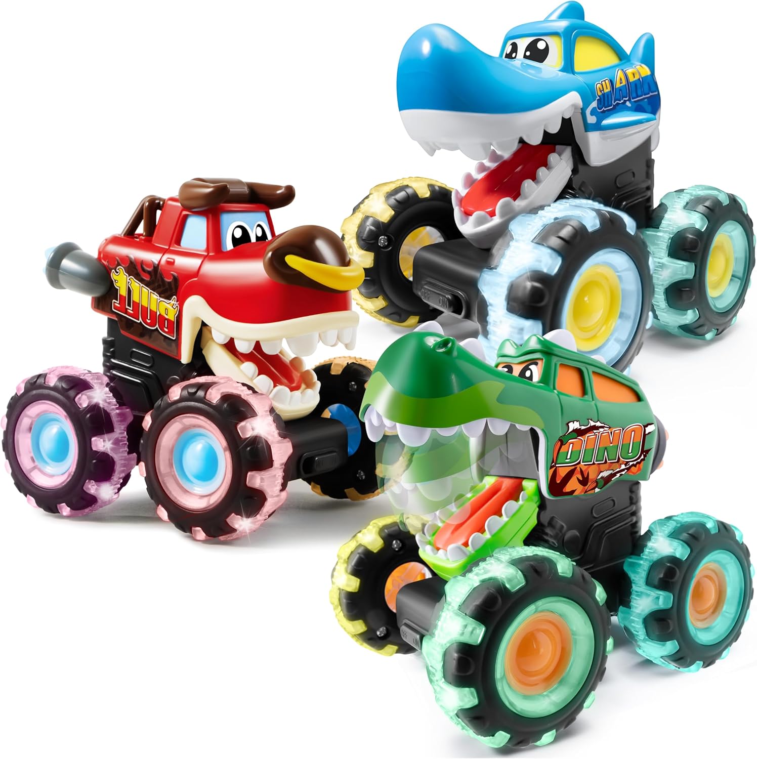 3-pack Monster Trucks | Lichtgevende Auto’s Geactiveerd door Druk voor Peuters