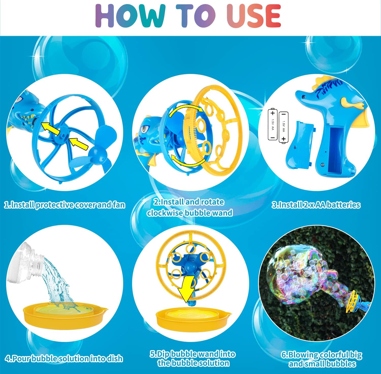 Dino bubbelpistool | Bubbelmachine kinderen 3-9 jaar