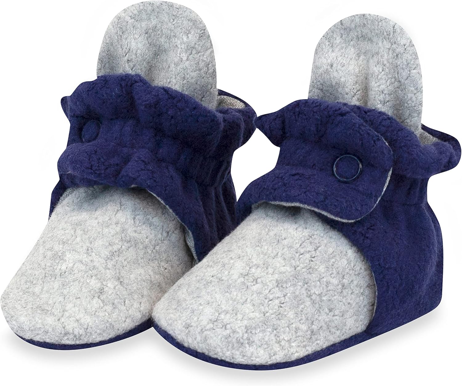 Uniseks Fleece Babylaarsjes | Babyschoentjes met twee drukknoopsluitingen voor pasgeborenen tot 24 maanden