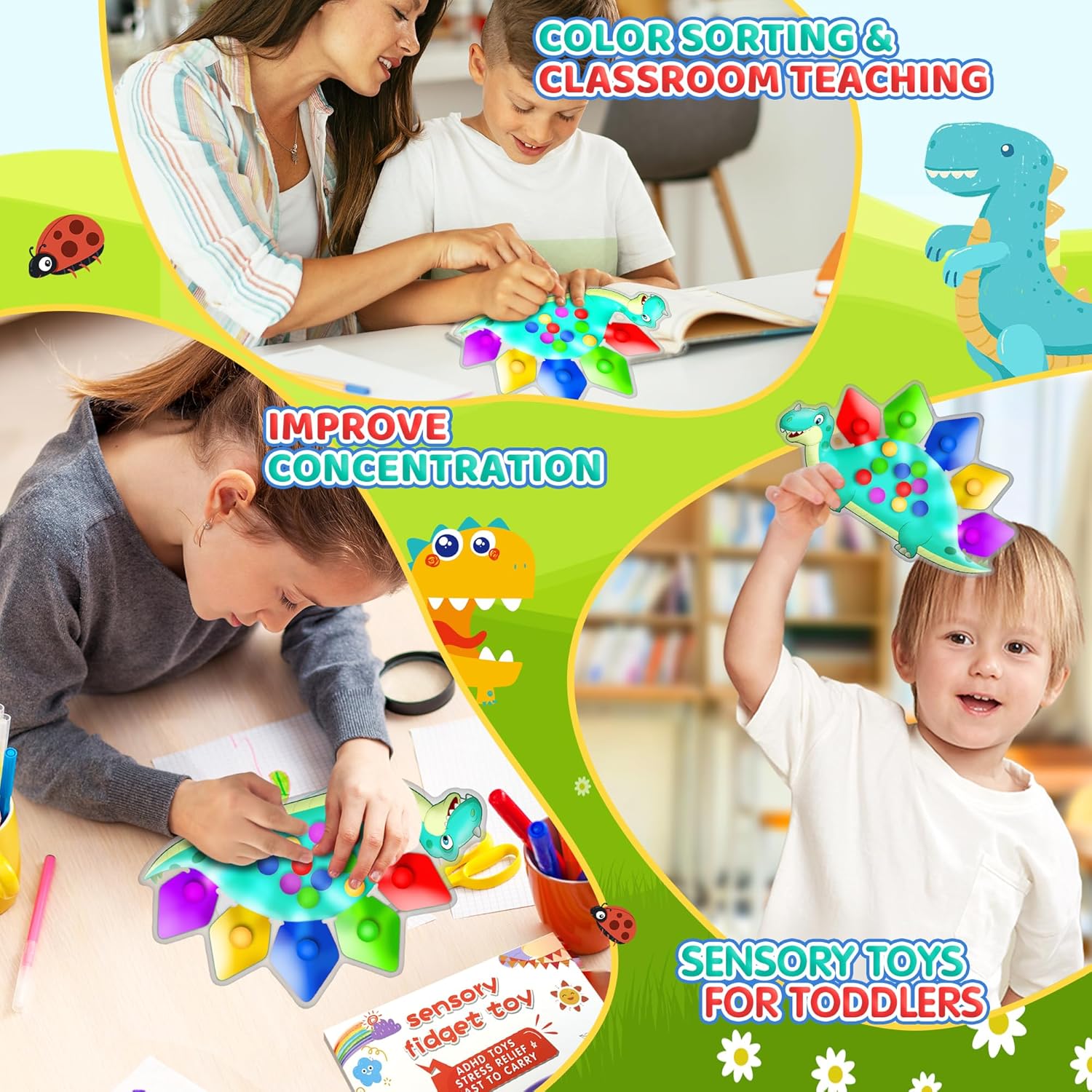 Dinosaurus sorteer spel | Montessori leerplezier voor peuters