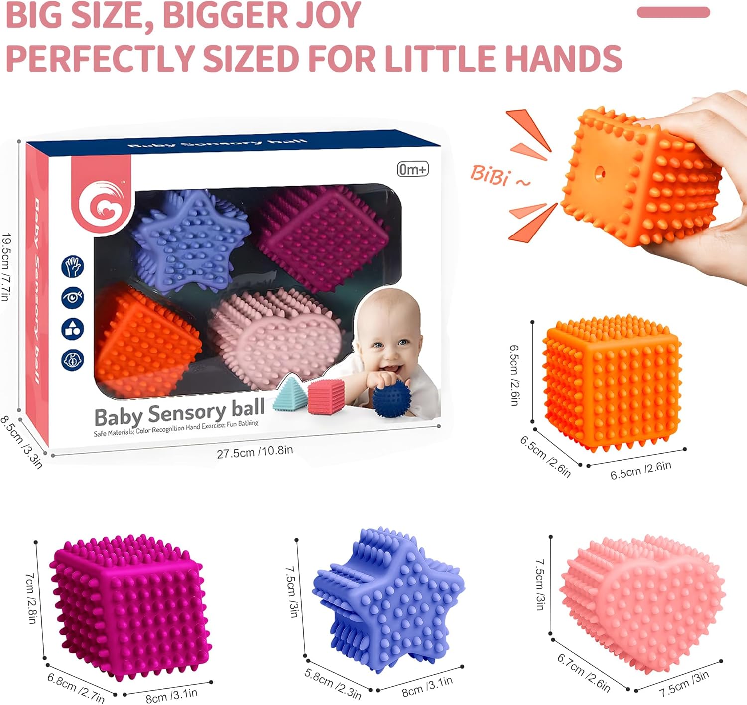 Sensorische Ballen voor Baby’s | Felgekleurde Zachte Textuurbal Set Montessori Speelgoed voor Baby’s van 6-12 Maanden