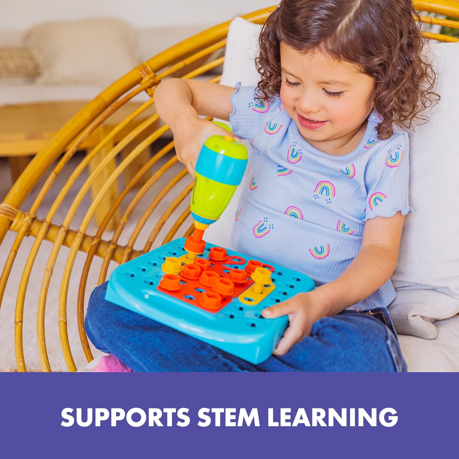 Design & Drill Workshop voor Kinderen: 73 Stukken met Elektrische Boormachine | STEM Speelgoed voor Kinderen 3+ | Educatief Bouwspeelgoed voor Creatieve Kids