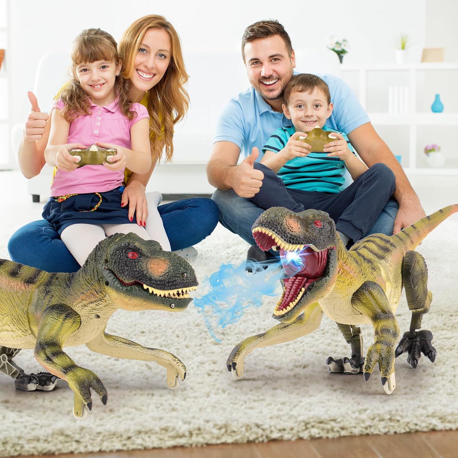 RC Dino Speelgoed | Velociraptor Dinosaurussen met Licht & Geluid, Cadeau Kinderen 3-12 Jaar
