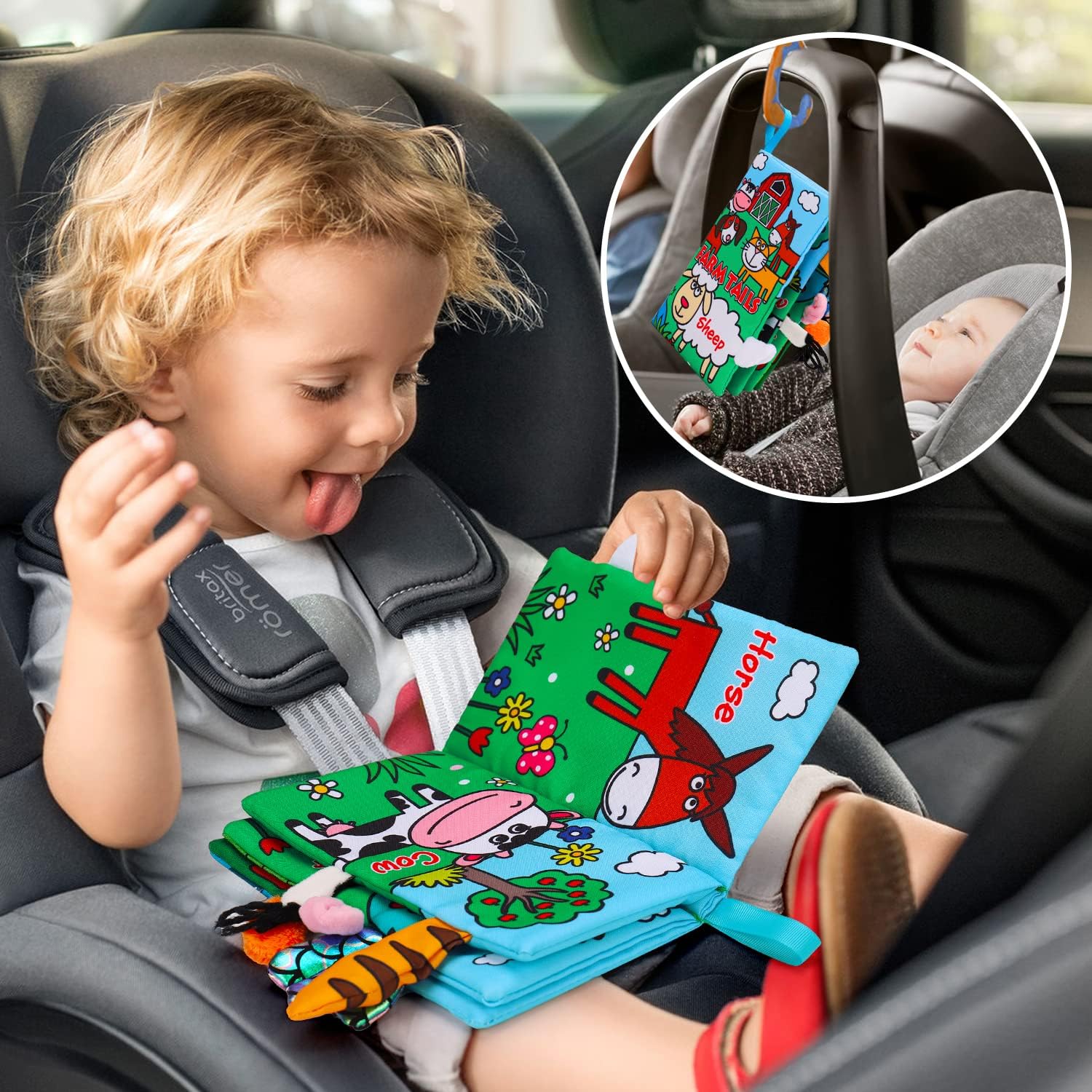 2 Stuks Zachte Stoffen Babyboeken | Hoog contrast zintuiglijk speelgoed voor baby's, knisperend voel- en bijtspeelgoed van 6 tot 12 maanden