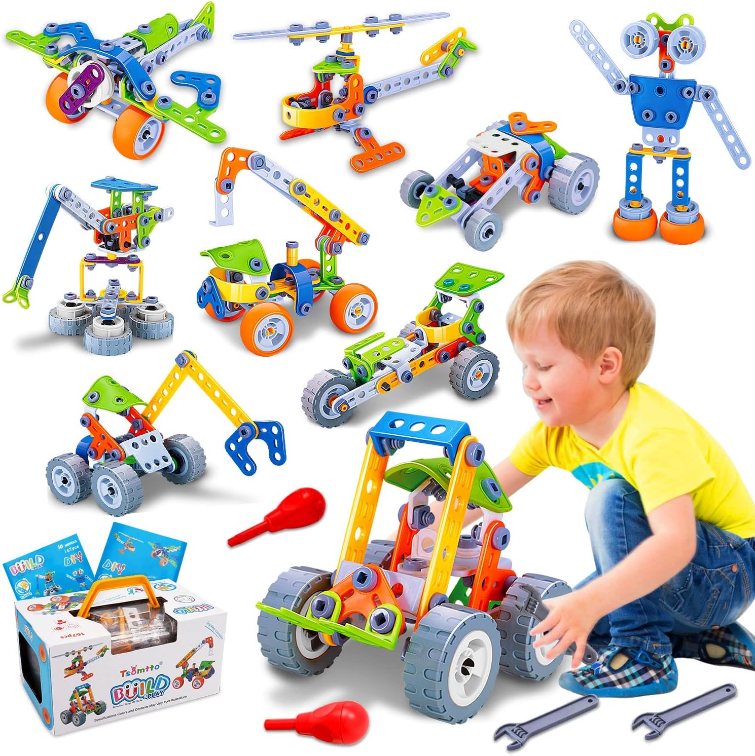 10-in-1 STEM Bouw Speelgoed voor Kids 4-8 | Bouw & Robot Speelgoed Set | Educatief Cadeau voor Jongens & Meisjes | Verjaardag Kerst Idee