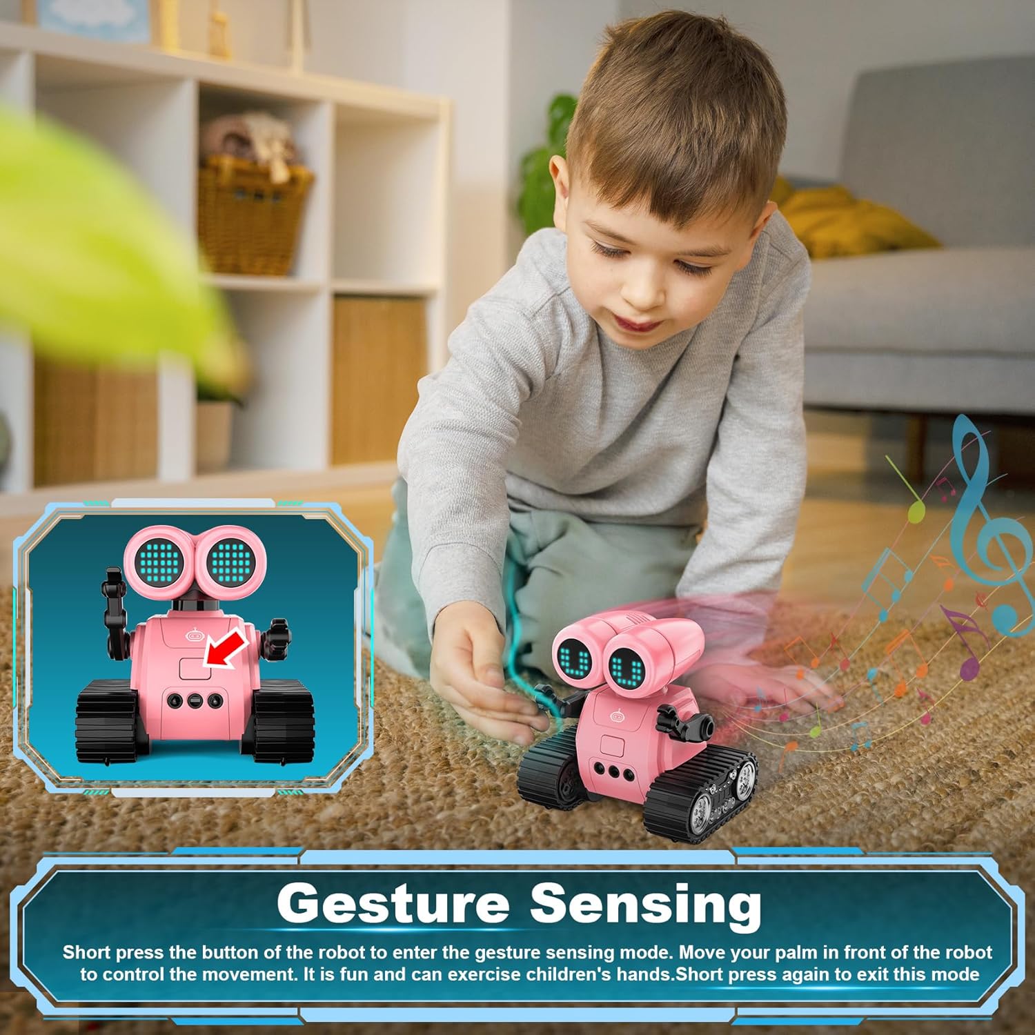 RC robot speelgoed | Oplaadbare dansende emo robot met muziek & LED ogen