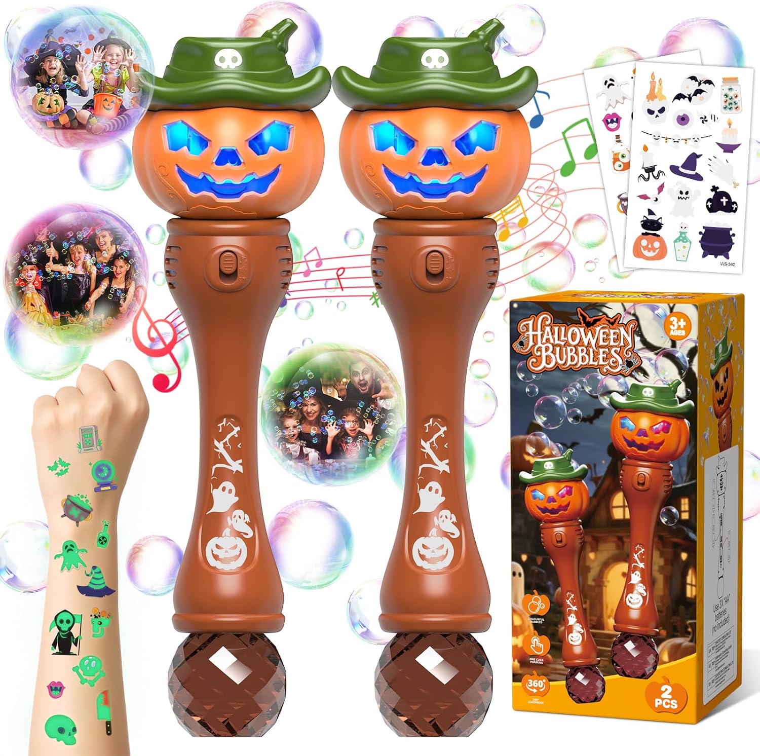 Halloween Pompoen Bellenblaas Machine voor Kinderen - Automatische Bellenblaasstaf met Licht en Geluid voor Jongens en Meisjes - Griezelig Speelgoed Cadeau voor Feestjes