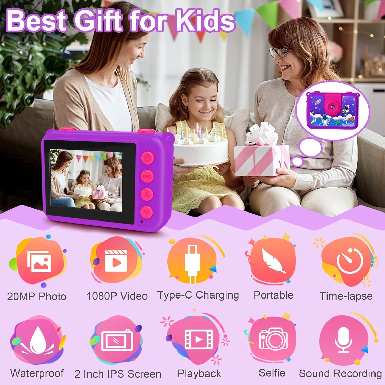 Kinder camera waterdicht | HD onderwater digitale actiecamera 1080P