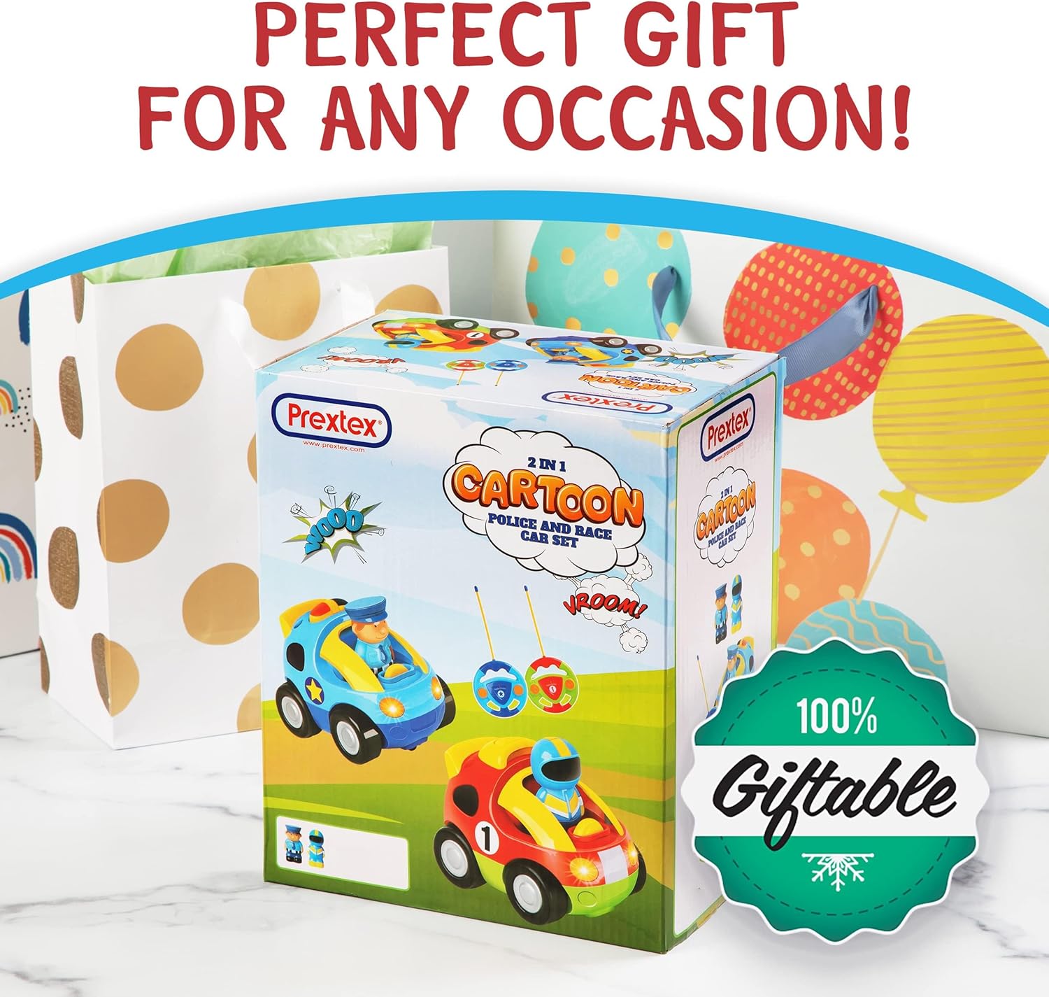 Cartoon RC Auto 2-Pack | Politie & Raceauto, Afstandsbediening Speelgoed Peuters