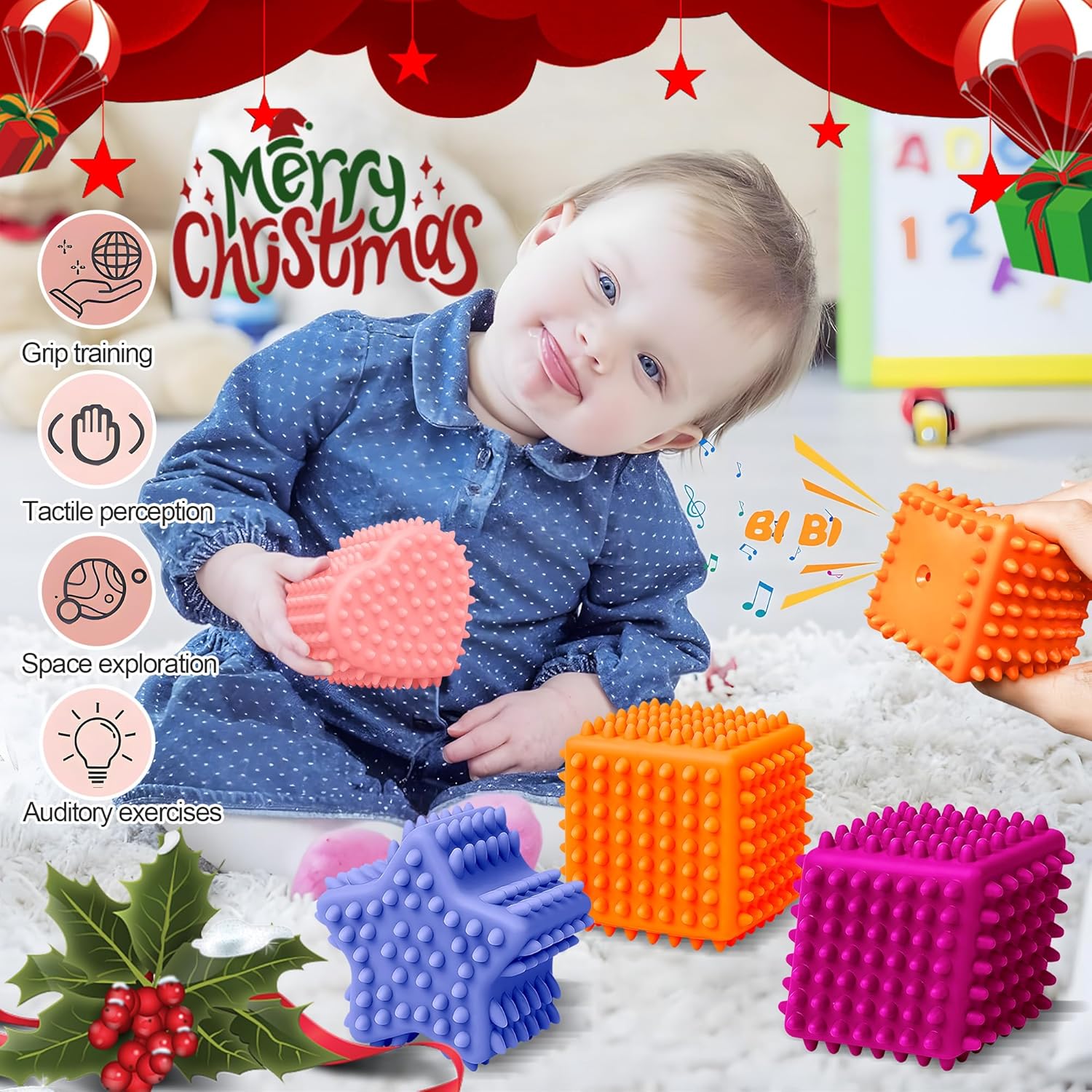 Sensorische Ballen voor Baby’s | Felgekleurde Zachte Textuurbal Set Montessori Speelgoed voor Baby’s van 6-12 Maanden