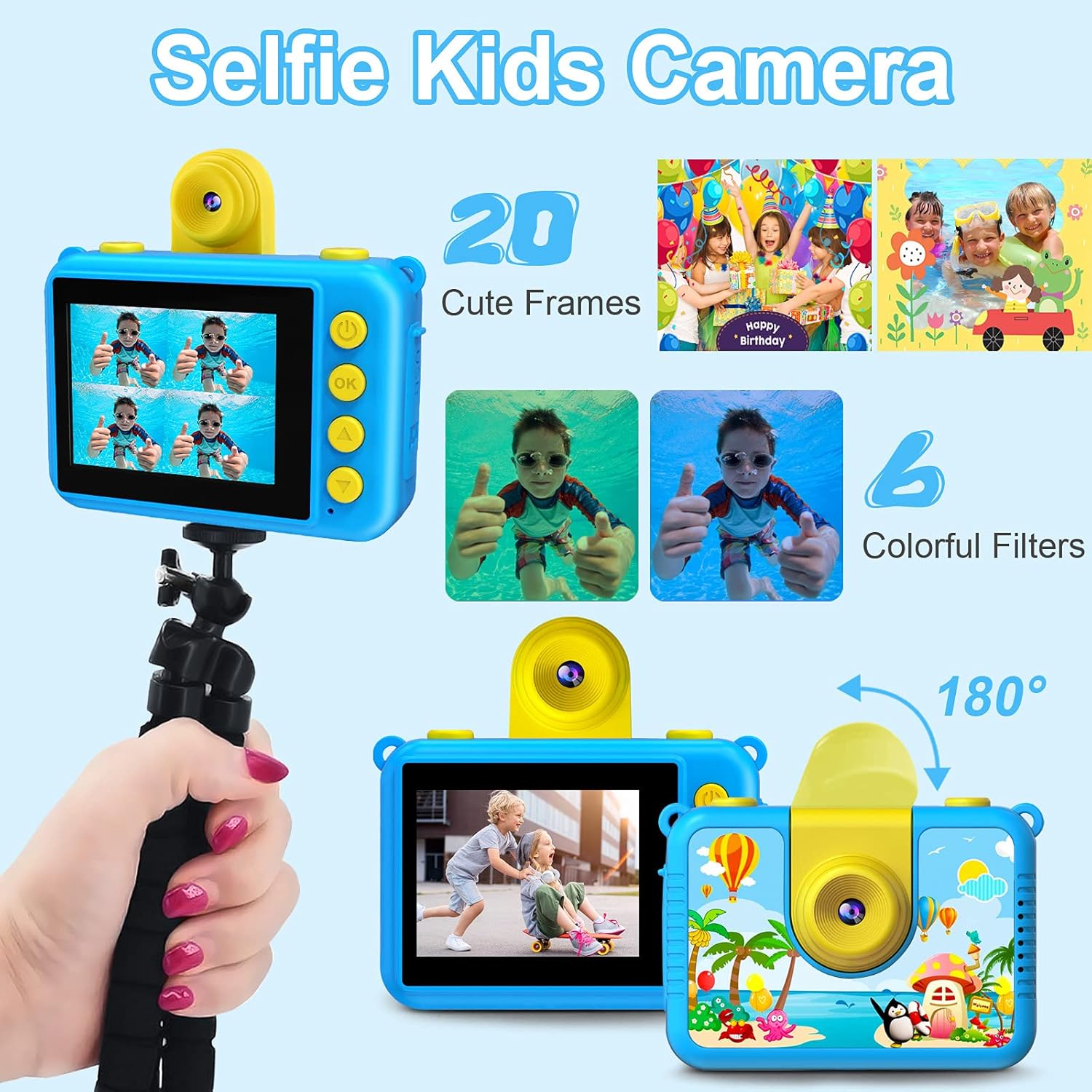Kinder camera waterdicht | HD onderwater digitale actiecamera 1080P