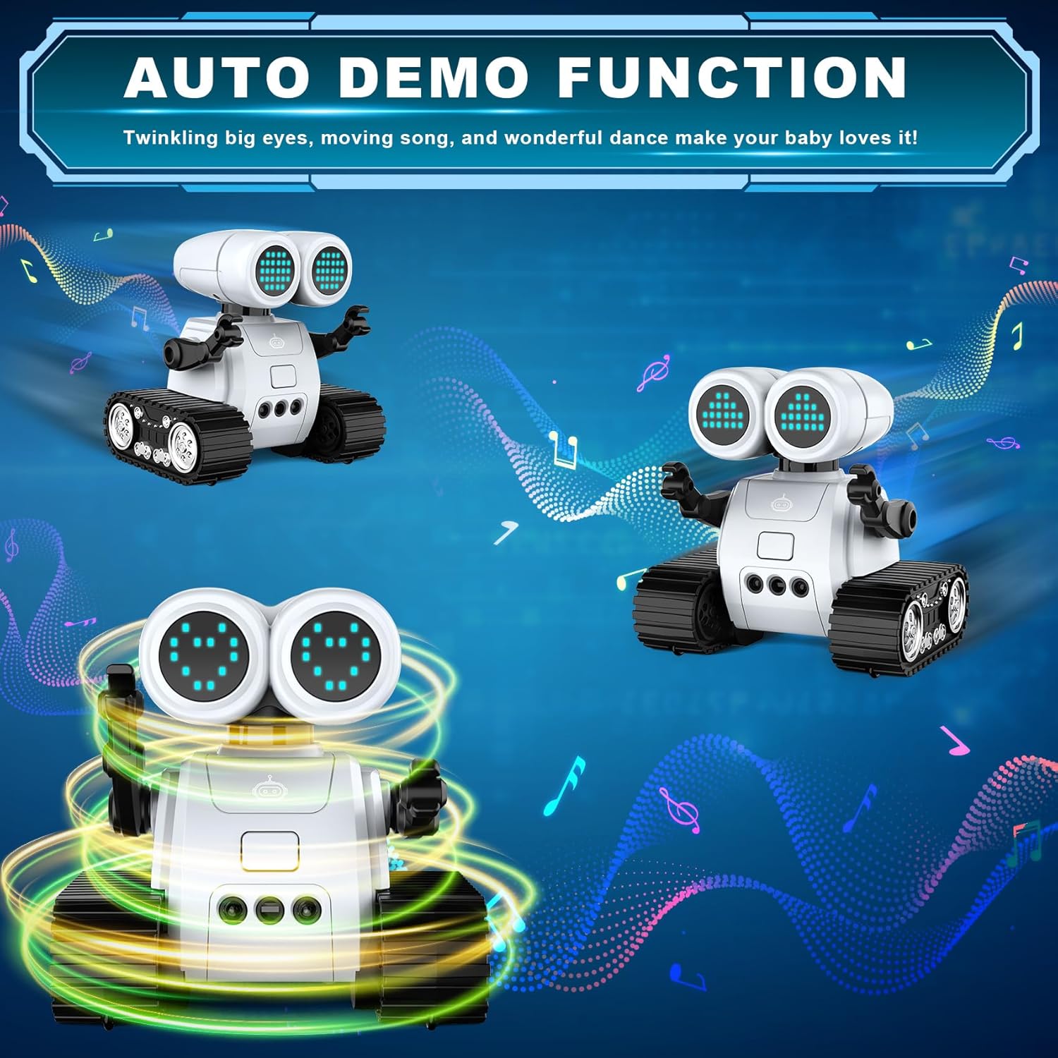 RC robot speelgoed | Oplaadbare dansende emo robot met muziek & LED ogen