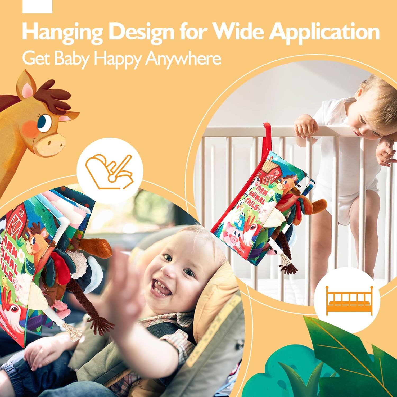 Montessori Voelboek | Hoog Contrast Sensorisch Baby Speelgoed voor 6 tot 12 Maanden Babyboekjes 0-3+ Jaar