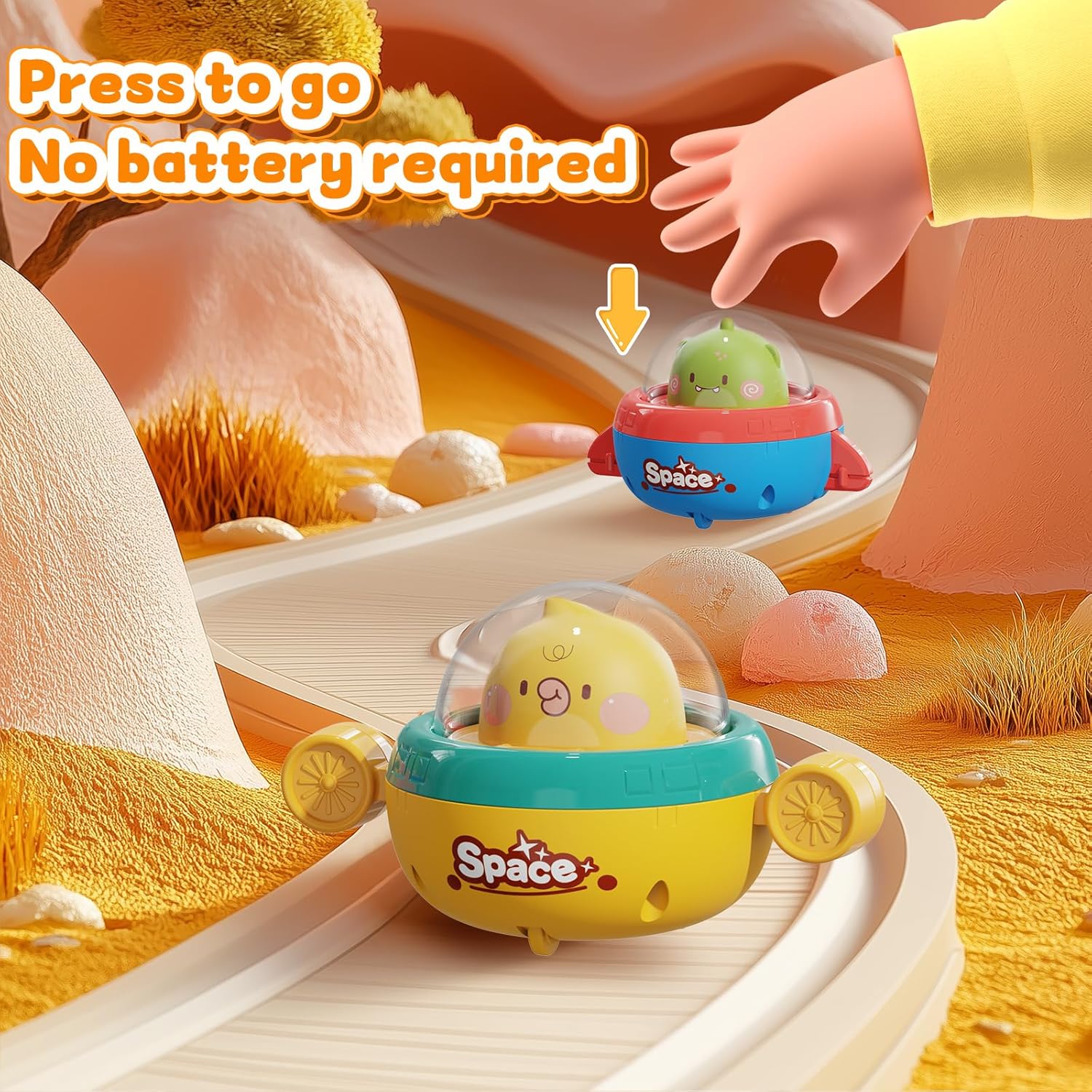 Dier-Thema Druk & Ga Auto's | Baby Speelgoed 6-36 Maanden | Perfect voor Reizen of Speeltijd