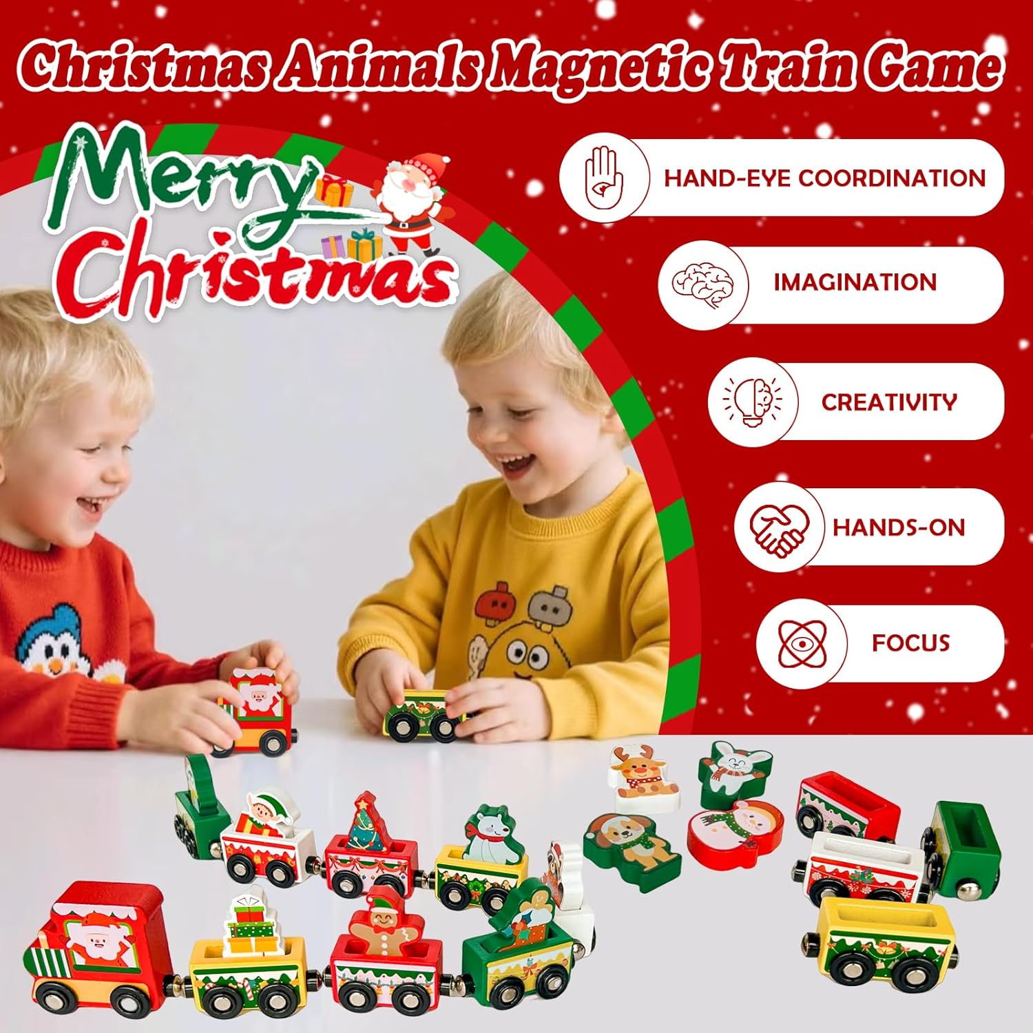 Adventskalender 2025 | Magnetische houten trein 24 dagen