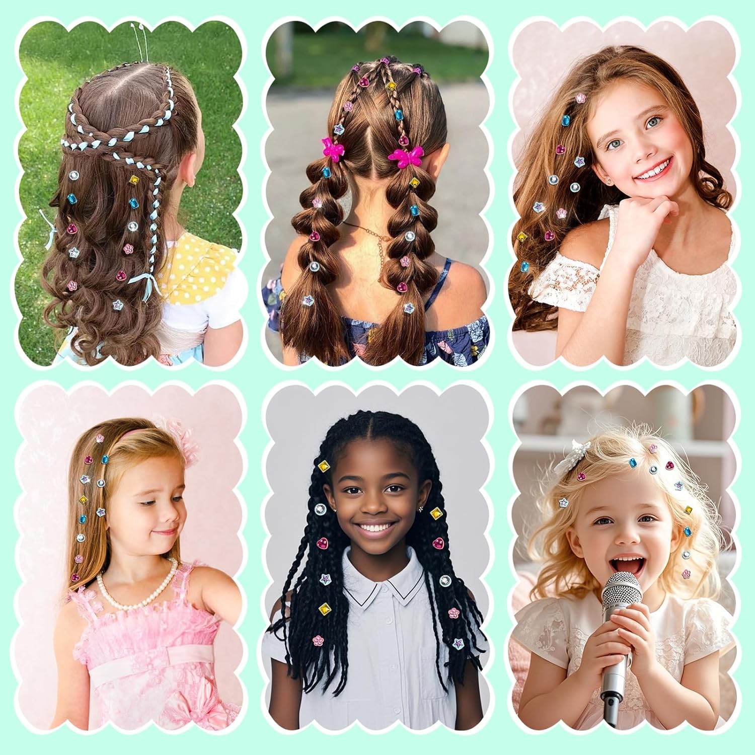 Haarjuwelen stempelkit | Stylingtool met herbruikbare diamanten voor meisjes