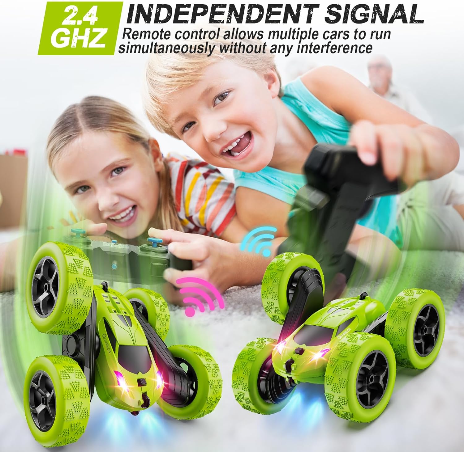 RC Auto 4WD Stuntauto | Afstandsbediening Auto met LED & 360° Flips | USB-C Oplaadbaar Cadeau voor Jongens 6-12 Jaar