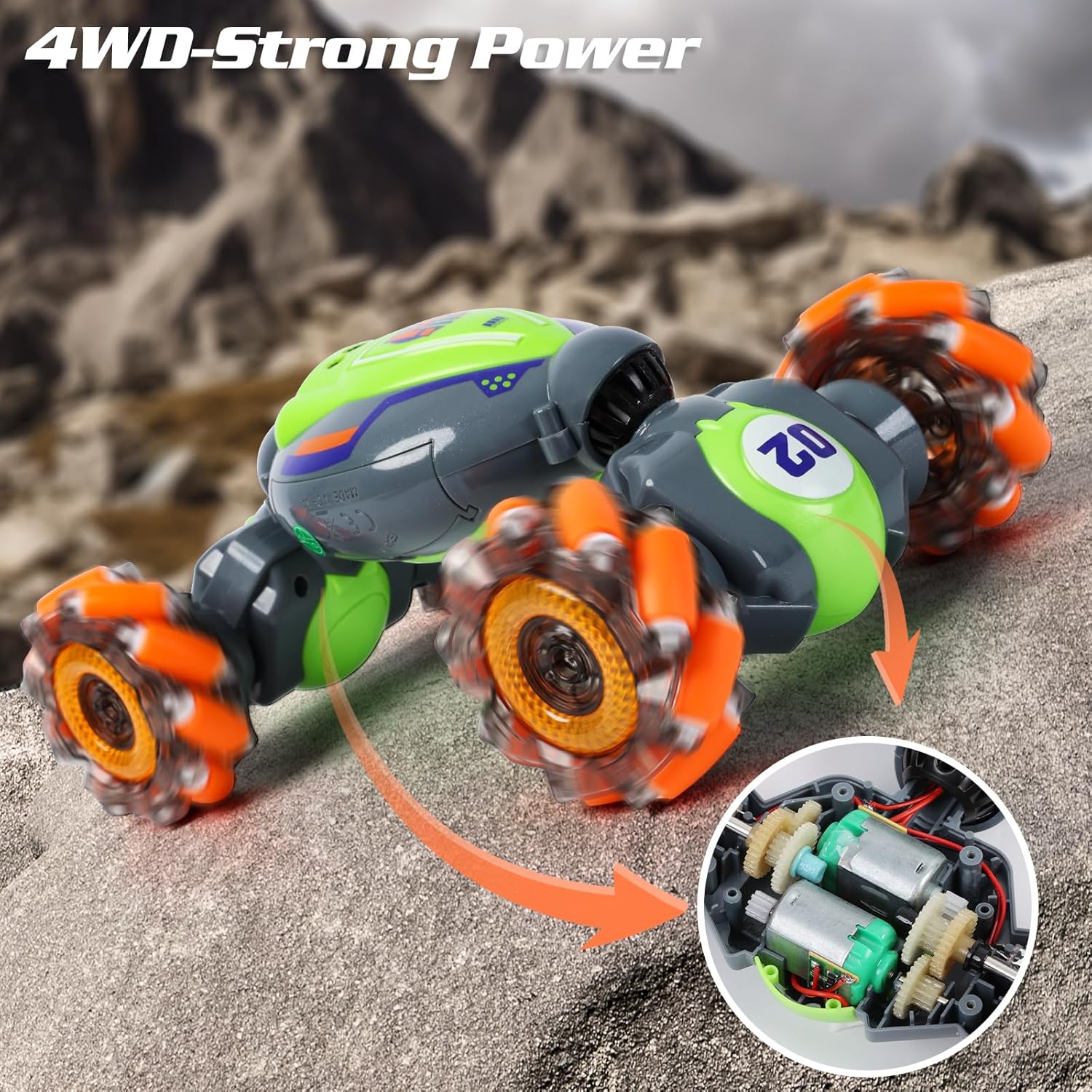 RC Stuntauto met Gebarenbediening | 4WD Twist Auto met Licht & Muziek | Speelgoed voor Jongens 6-12 Jaar