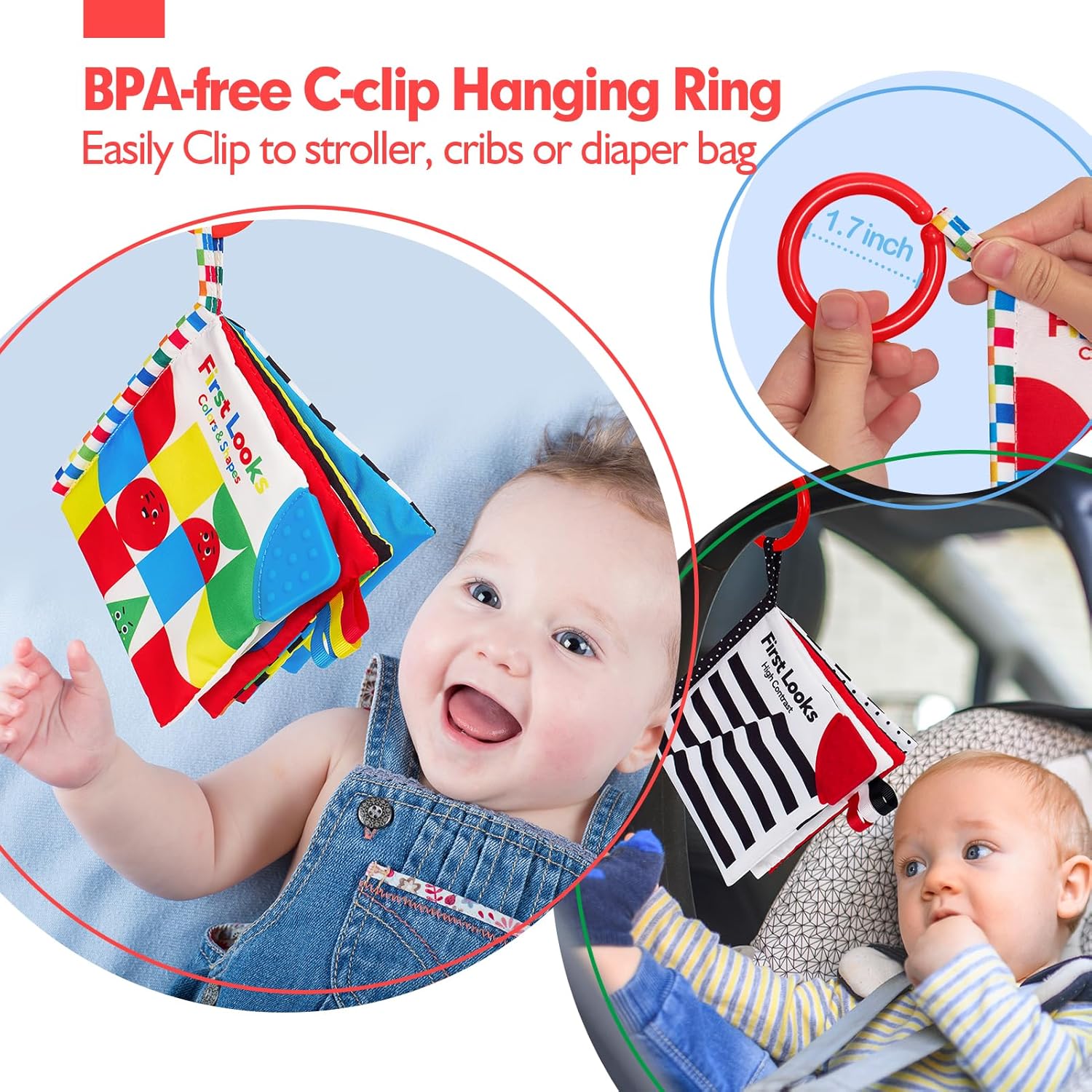Montessori Voelboek | Hoog Contrast Sensorisch Baby Speelgoed voor 6 tot 12 Maanden Babyboekjes 0-3+ Jaar