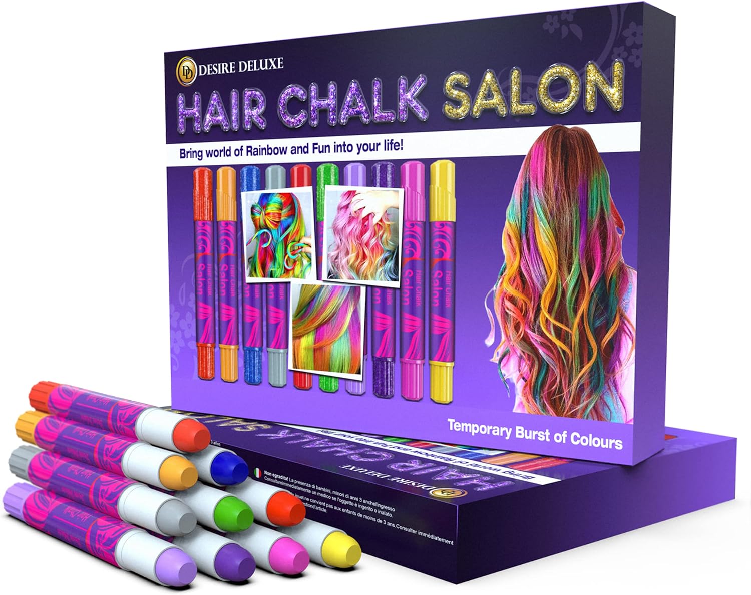 Haarkrijt Make-up Set | 10 Kleuren Tijdelijke Krijt Pennen | Creatieve Cadeaus voor Meisjes 5-13 Jaar
