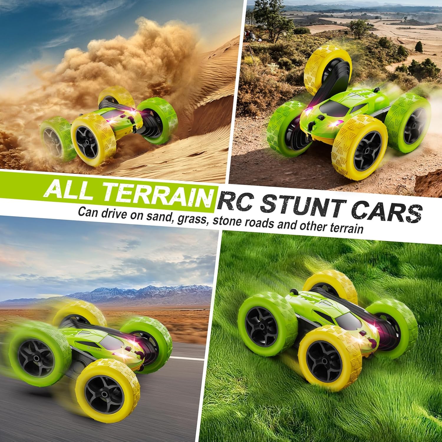 RC Auto 4WD Stuntauto | Afstandsbediening Auto met LED & 360° Flips | USB-C Oplaadbaar Cadeau voor Jongens 6-12 Jaar
