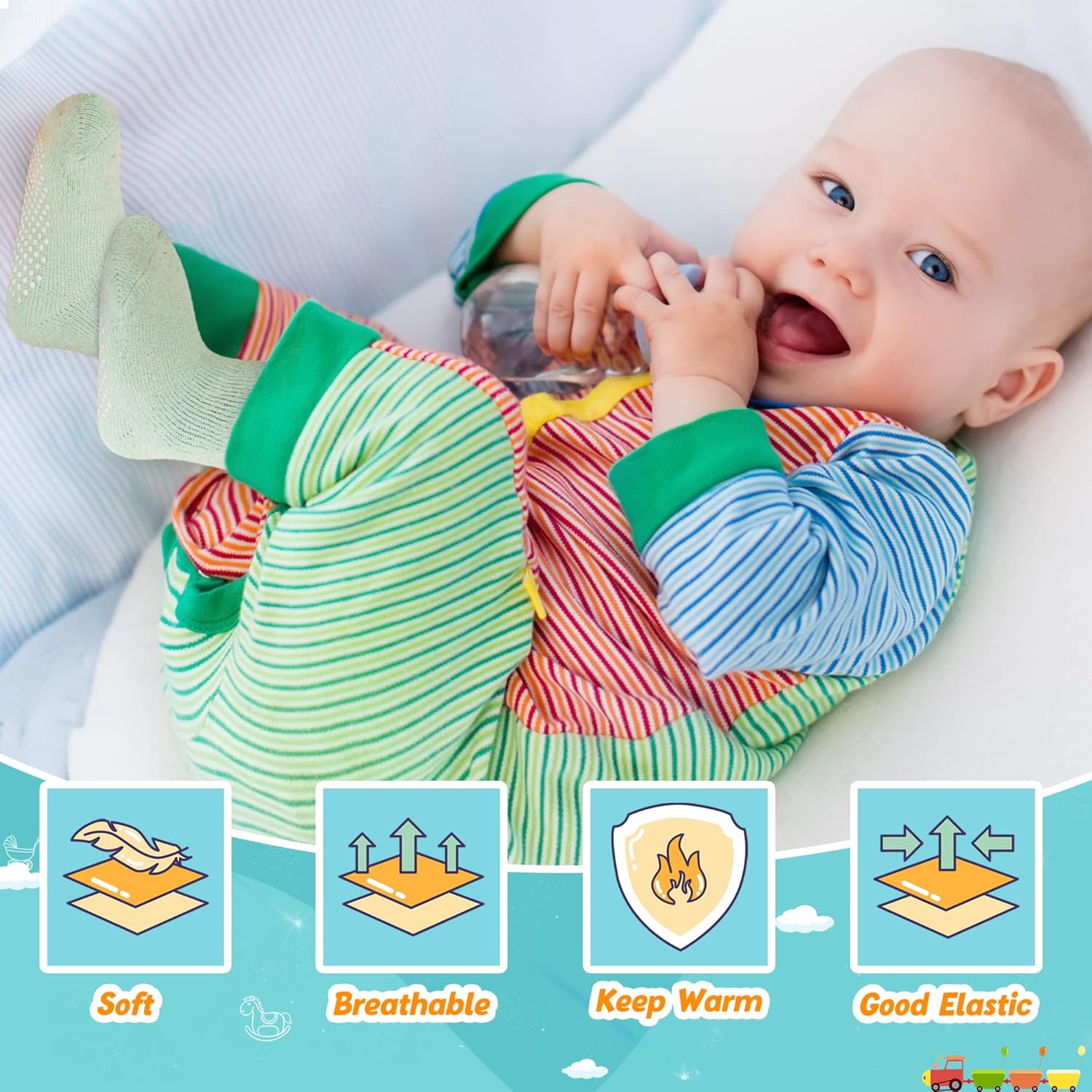 6 Paar Babywol Sokken met Grip | Zachte, warme, dikke antislip wintersokken voor peuters, uniseks