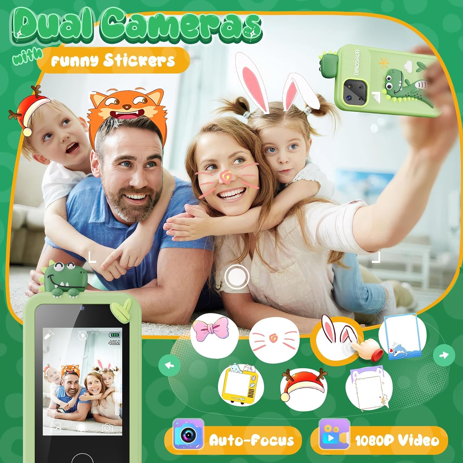 Kids Speelgoed Telefoon | Educatieve Mobiele Telefoon voor Jongens 3-9 Jaar | 16 Leerspellen | Camera & Muziekspeler | Kerstcadeau