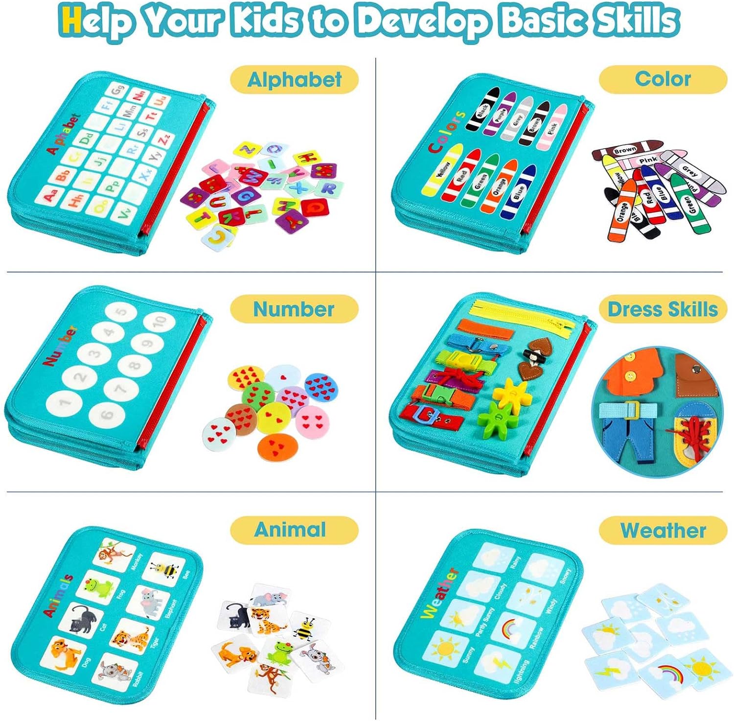 Peuter Drukbord Montessori Speelgoed | Activiteiten Educatief Sensorisch Drukboek voor Kinderen van 2-4 Jaar