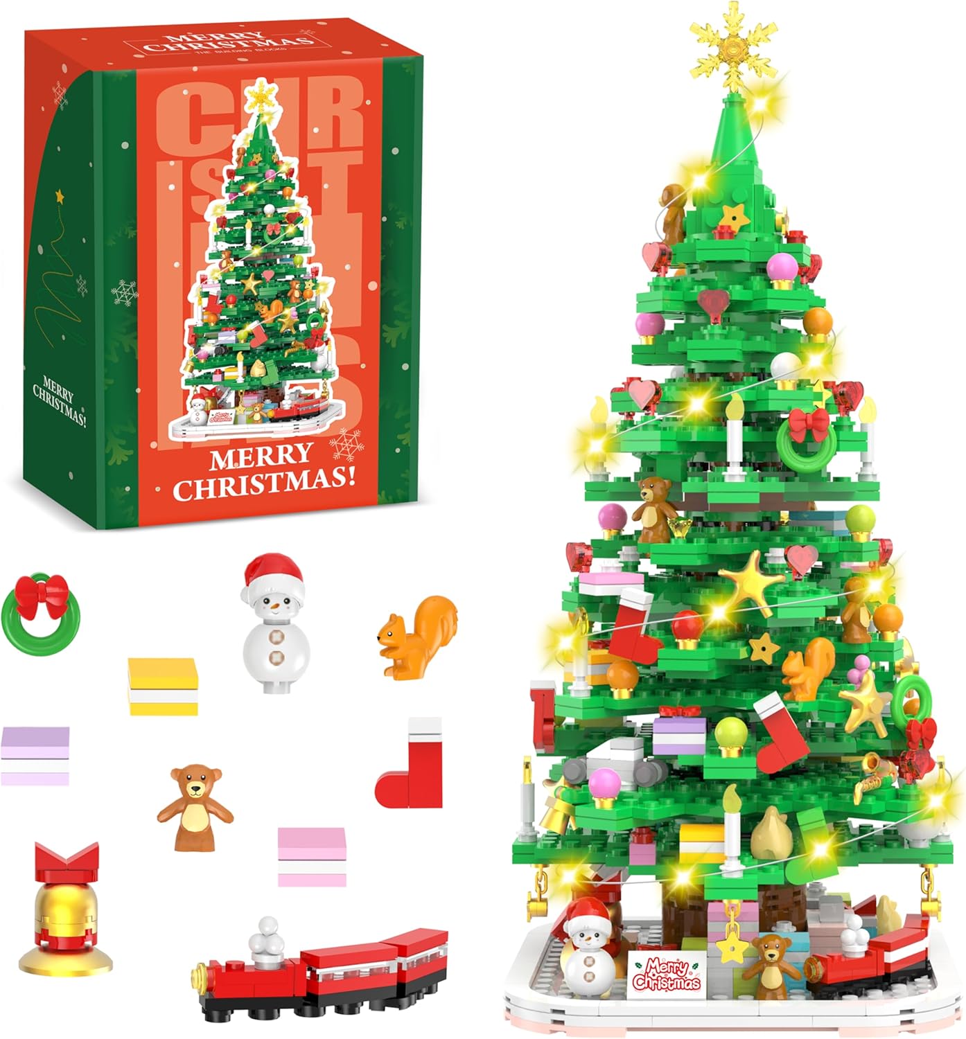 1102 Stuks Mini Bouwblokken | Kerstboom Bouwset voor Kinderen en Volwassenen