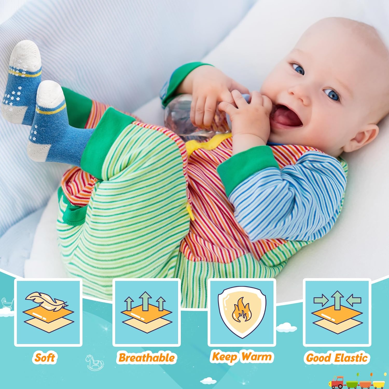 6 Paar Babywol Sokken met Grip | Zachte, warme, dikke antislip wintersokken voor peuters, uniseks