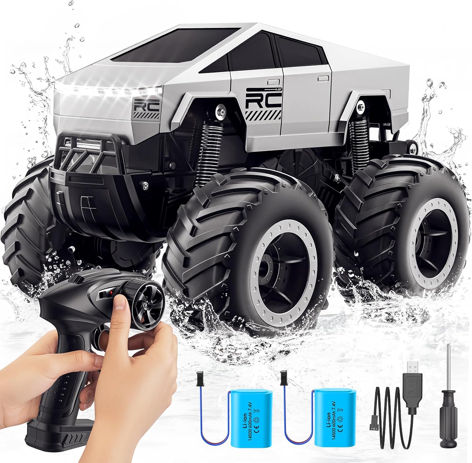 RC Auto 1:16 Schaal | 4WD Off-Road Pick-up Truck | Waterdichte Afstandsbediening Auto's voor Kinderen 6+ | All-Terrain Monstertruck Speelgoed