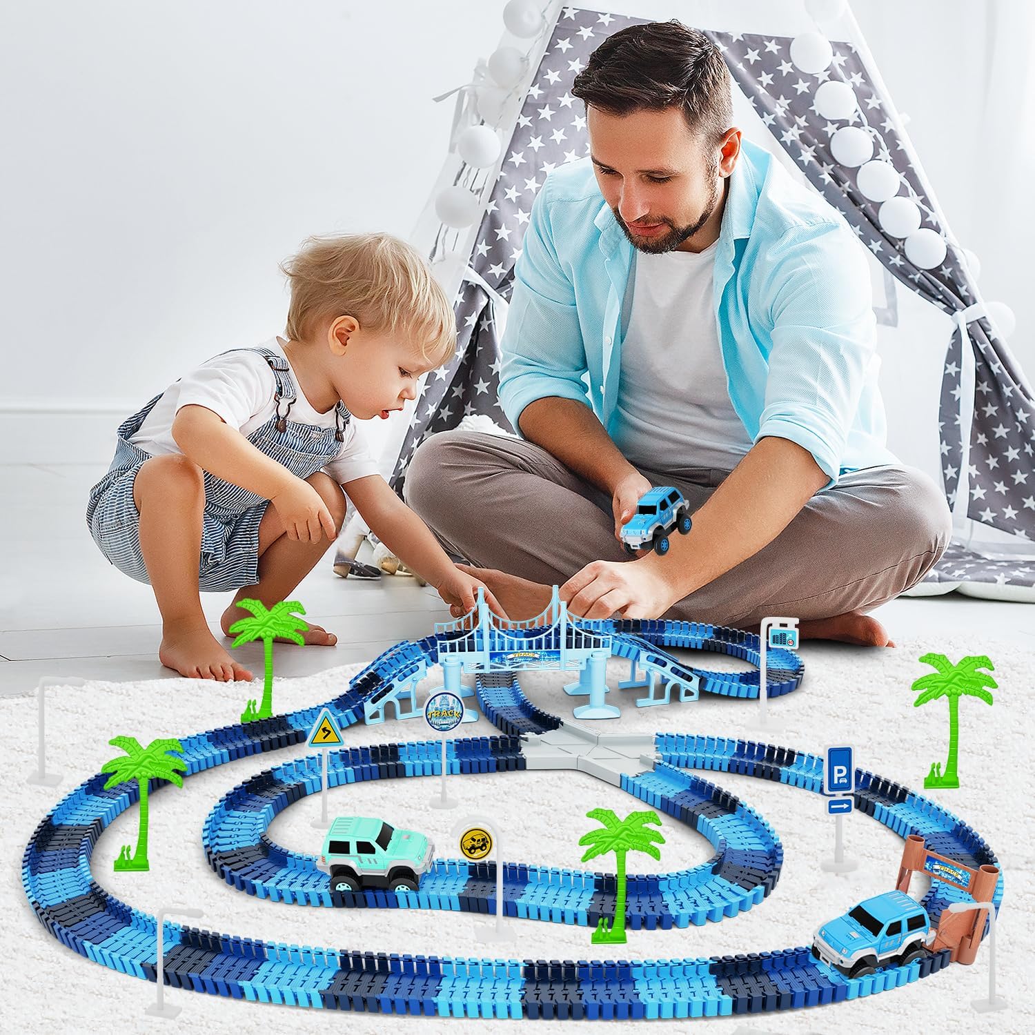 Dinosaurus Racebaan | Flexibele Baan met 2 Auto’s & Dino Figuren | Speelset voor Jongens & Meisjes vanaf 3 Jaar