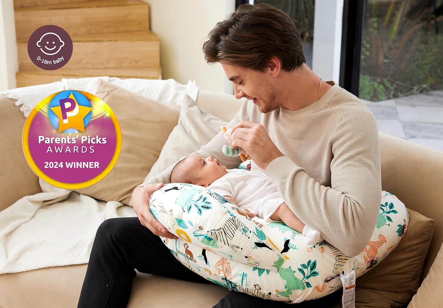 Voedingskussen voor Borstvoeding | Verstelbare Tailleband en Afneembare Katoenen Hoes Borstvoedingskussen voor Moeder en Baby