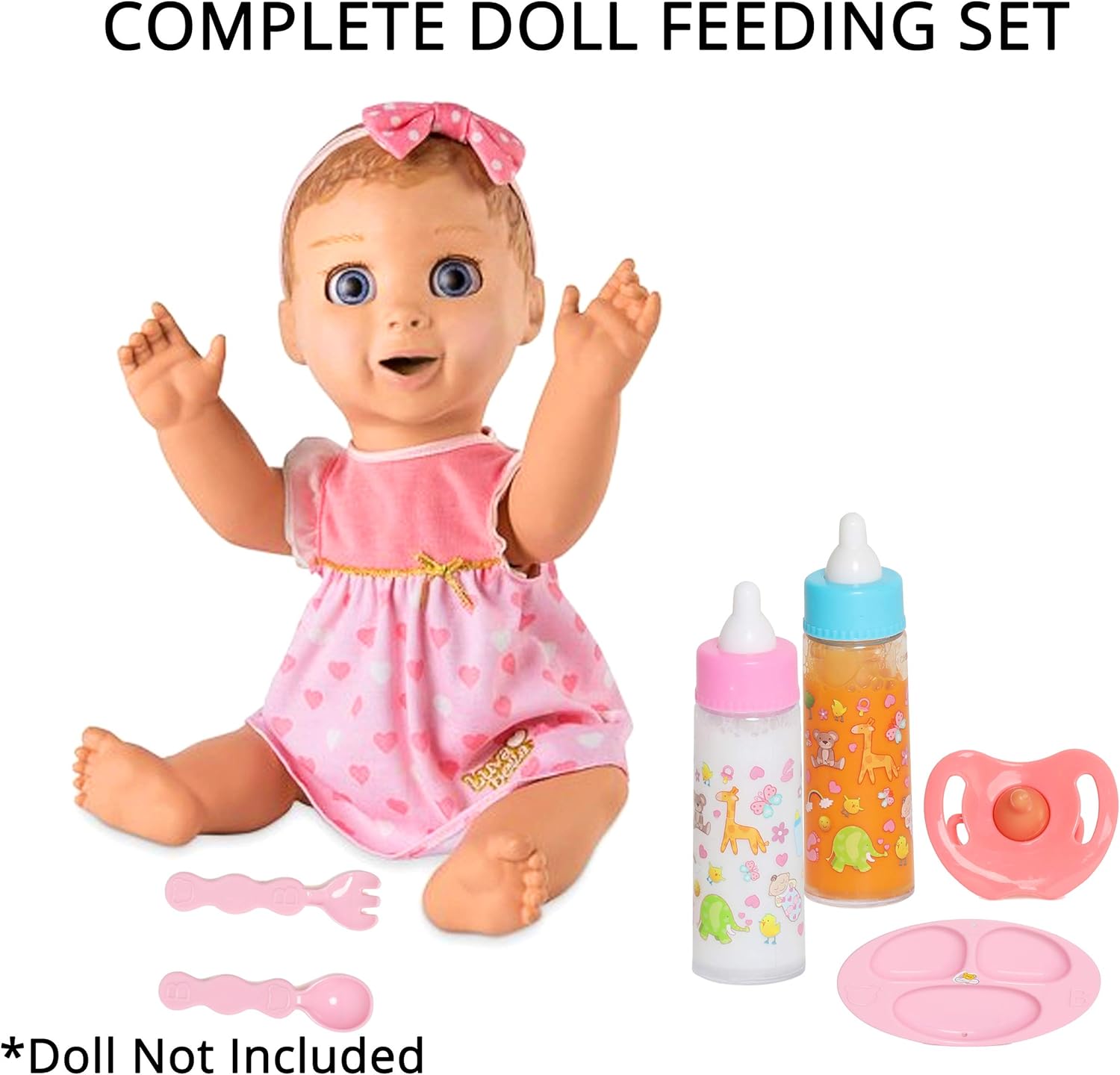 Poppenaccessoire set | Luiertas met 6 accessoires & magische fles voor poppenverzorging